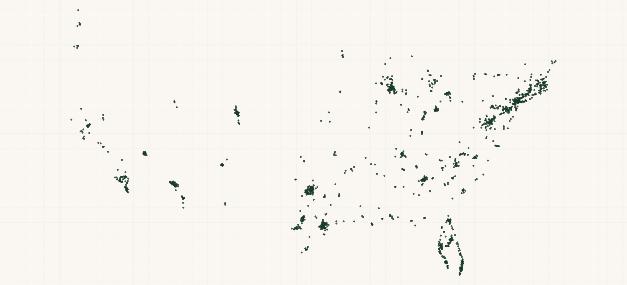 Map of where the CubeSmart Locations are