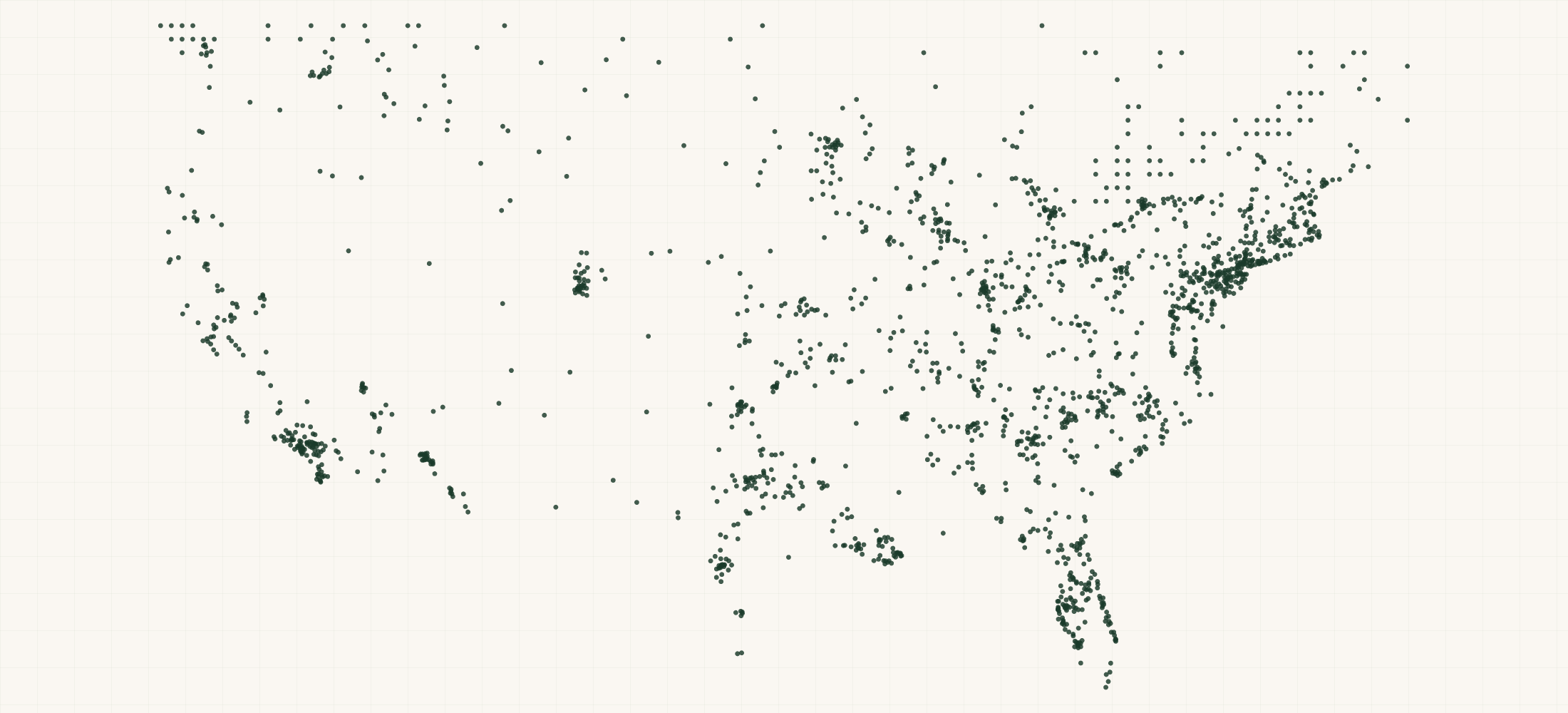 Map of where the Cummins Generator Dealers are
