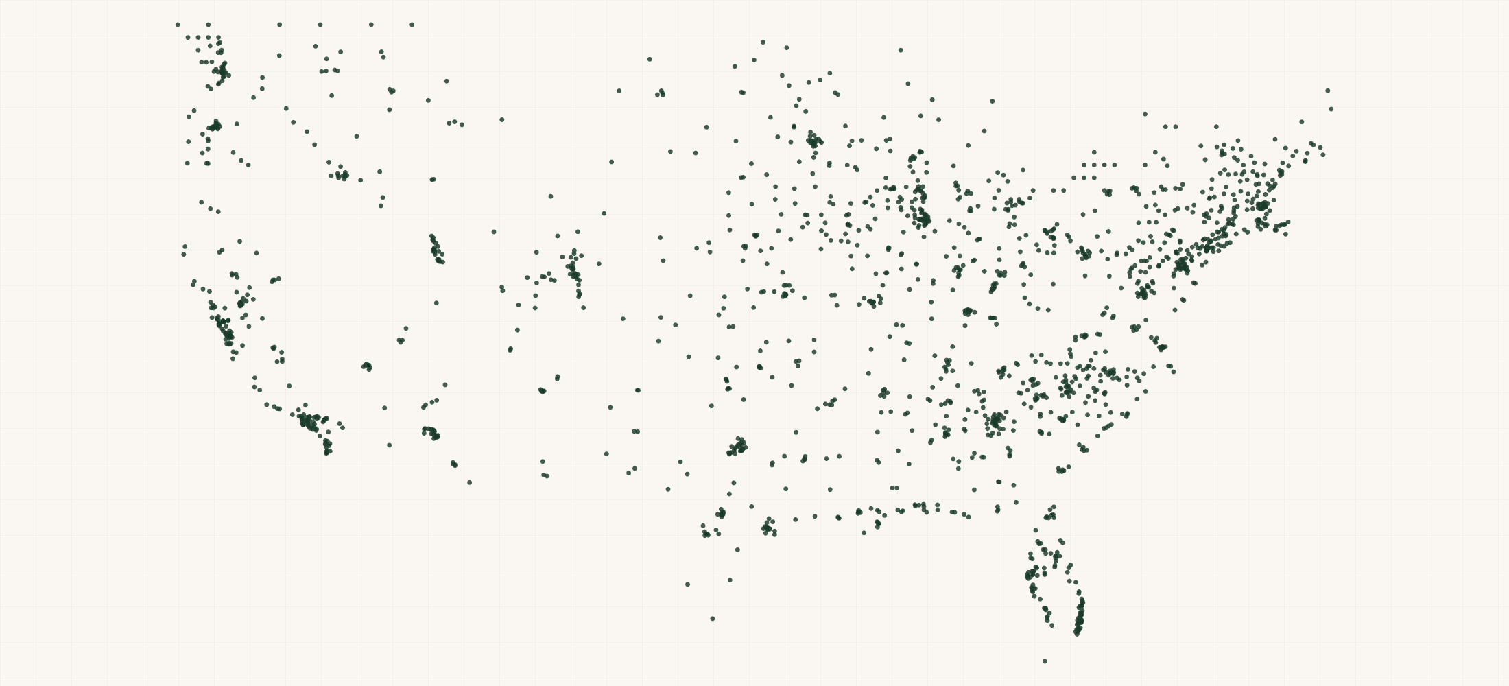Map of where the Dansko Retailers are