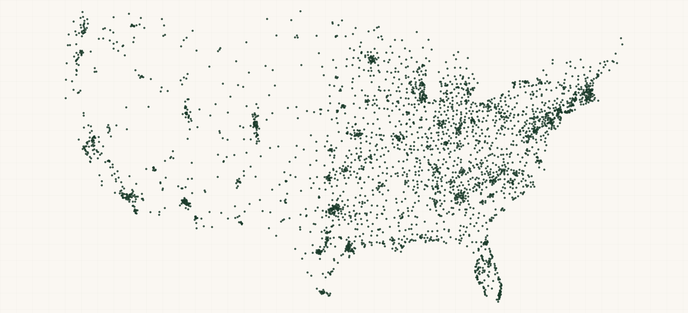 Map of where the Diamond Art Club Retailers are