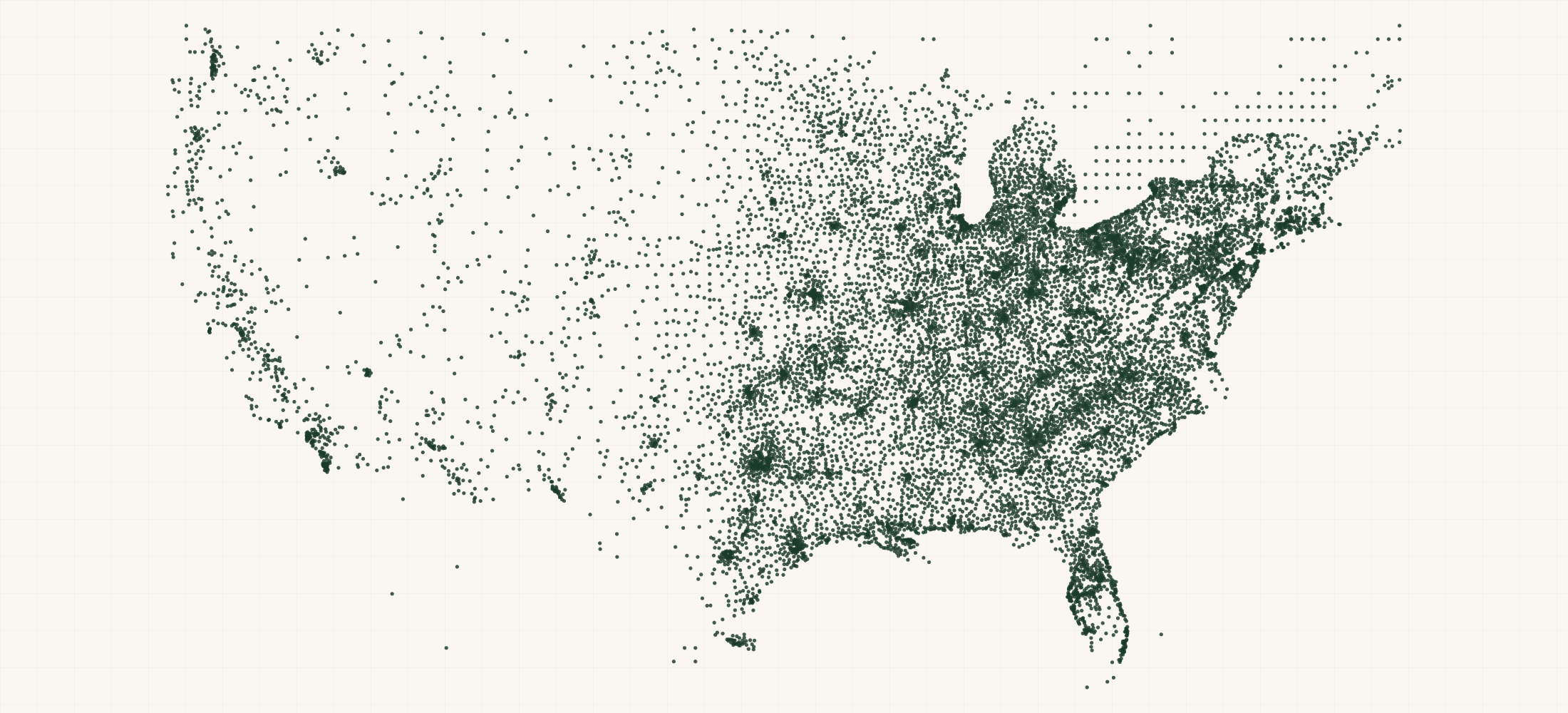 Map of where the Dollar General Store Locations are