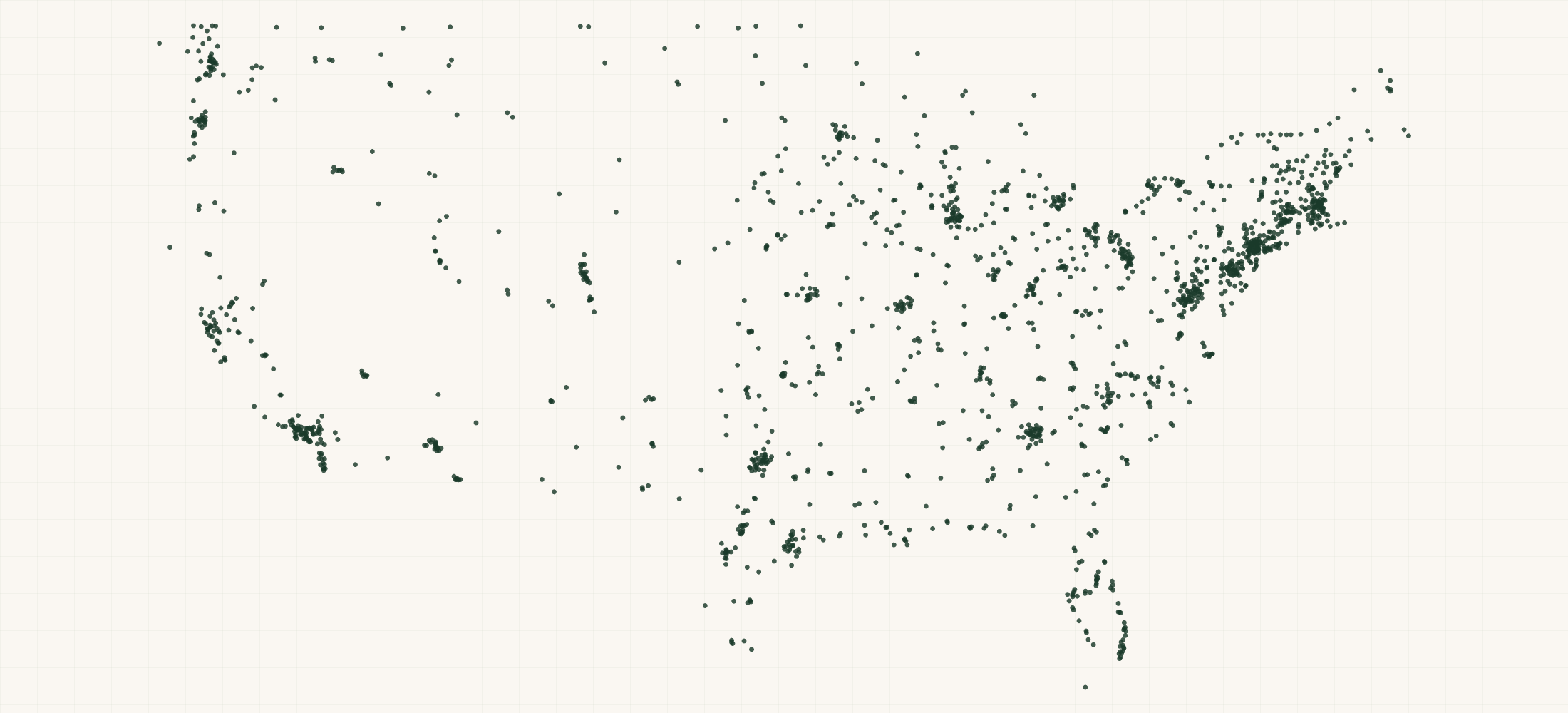Map of where the Drums & Percussion Brand Retailers are
