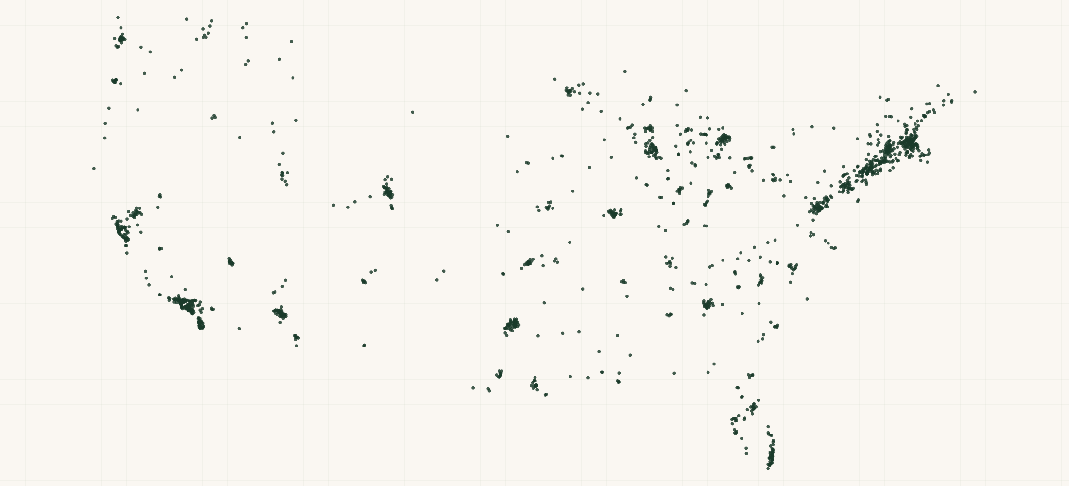 Map of where the Eastern Standard Provisions Retailers are
