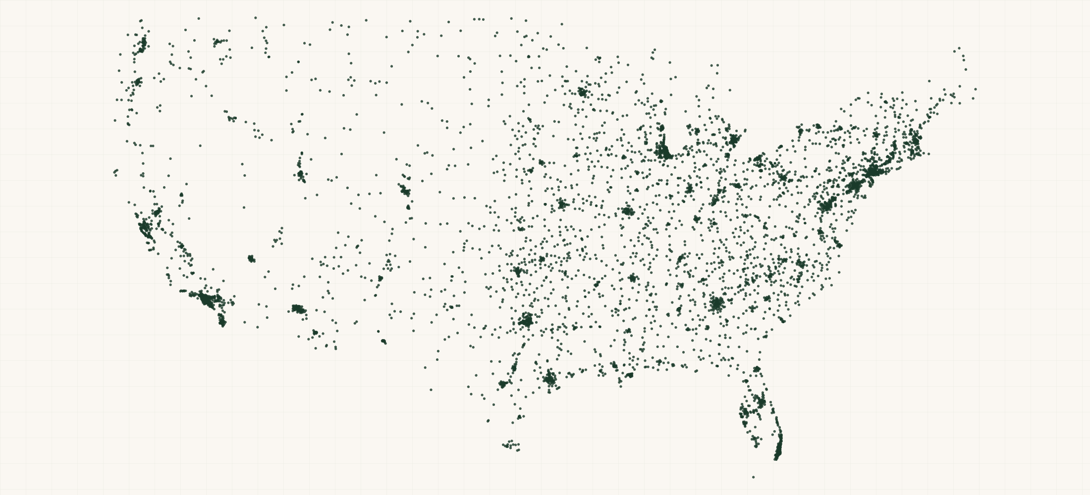 Map of where the Educational Institutions Registered in SAM.gov are