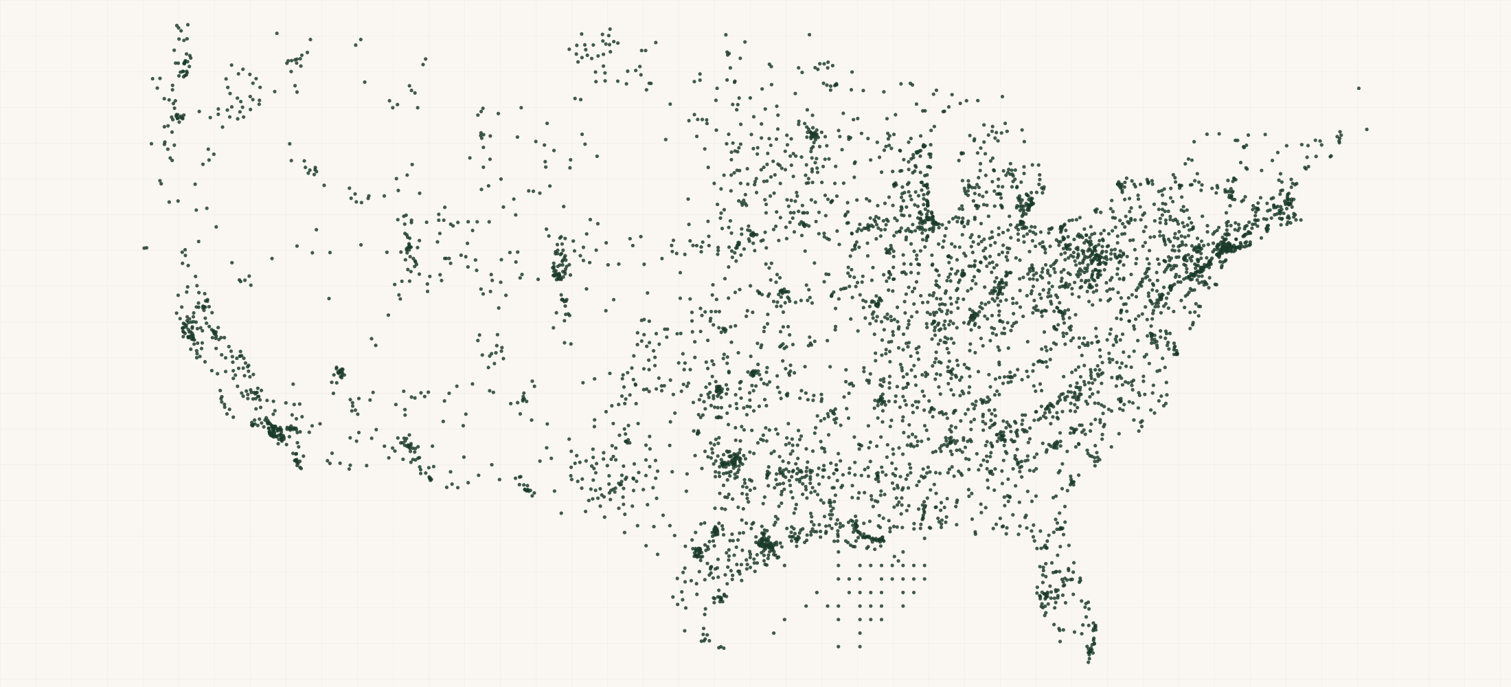 Map of where the Greenhouse Gas Reporting Facilities (EPA GHGRP) are