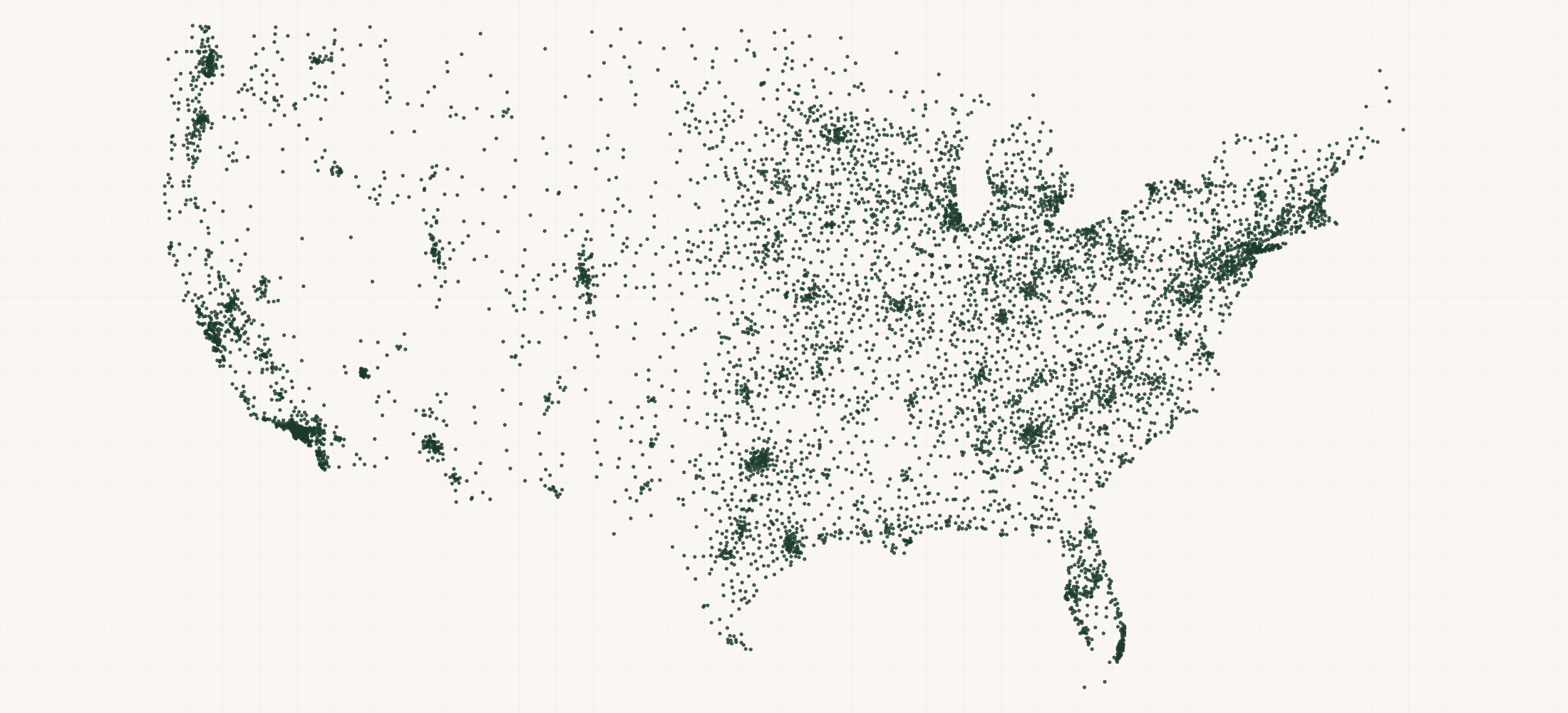 Map of where the Farm & Ranch Supply Brand Retailers are