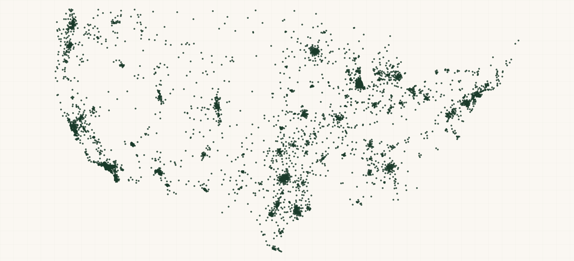 Map of where the Farmers Insurance Locations are