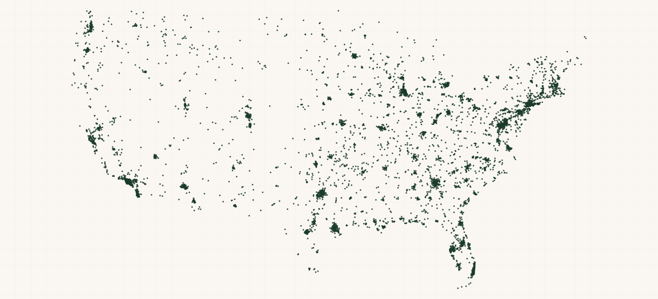 Map of where the Federal Contractors — Accommodation and Food Services (NAICS 72) are