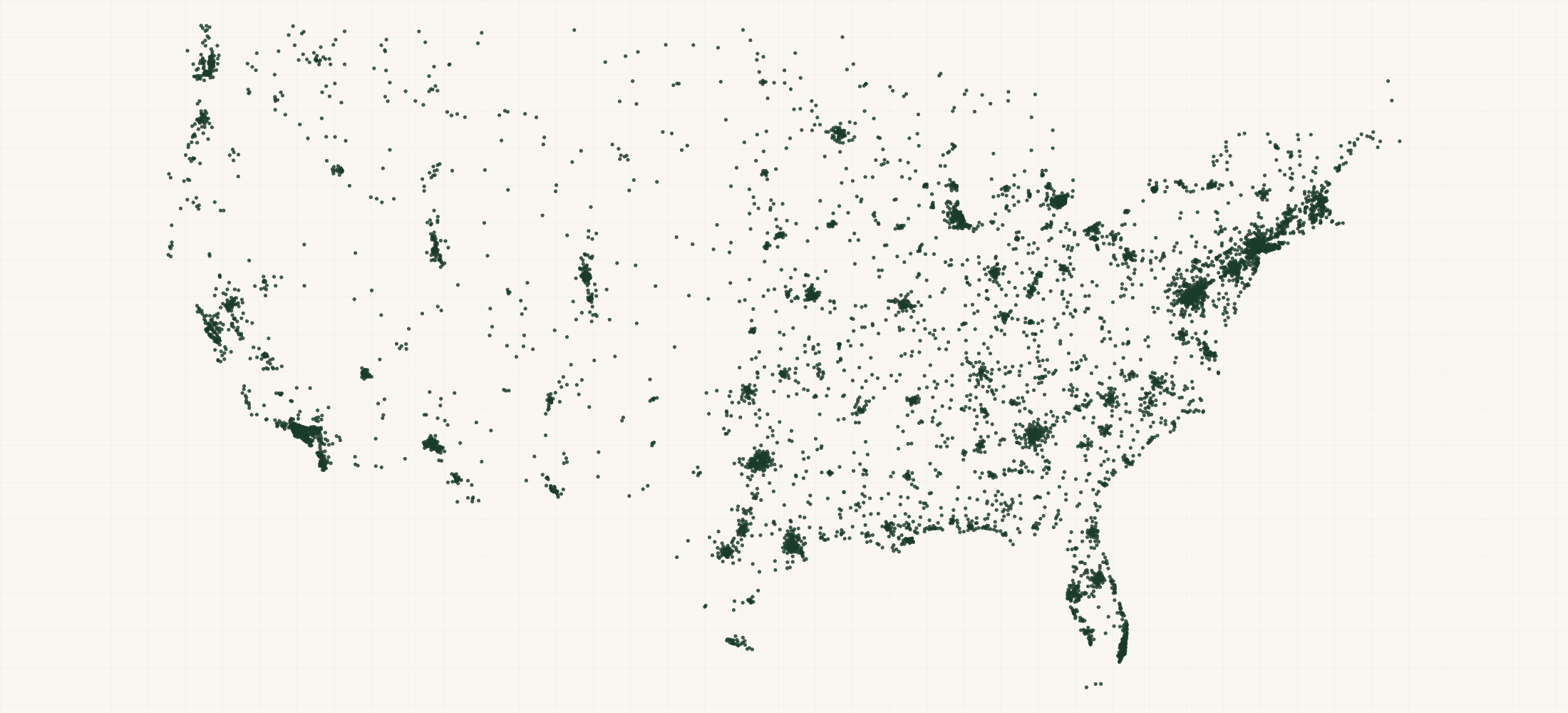 Map of where the Federal Contractors — Commercial and Institutional Building Construction (NAICS 236220) are