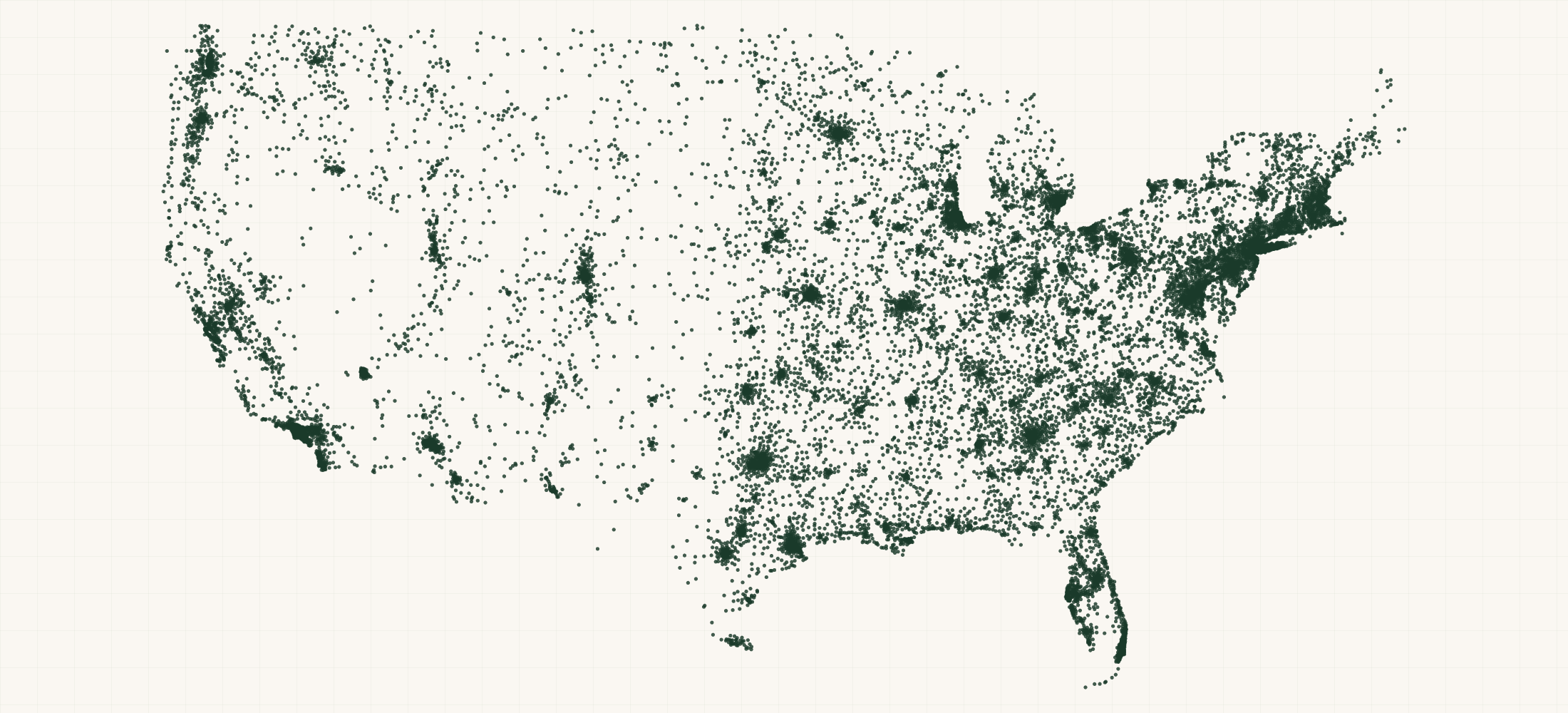 Map of where the Federal Contractors — Construction (NAICS 23) are
