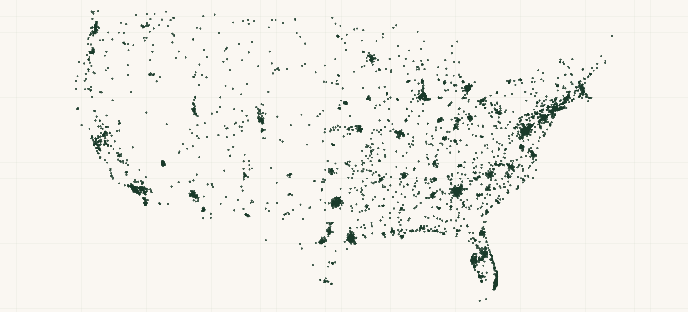 Map of where the Federal Contractors — Janitorial Services (NAICS 561720) are