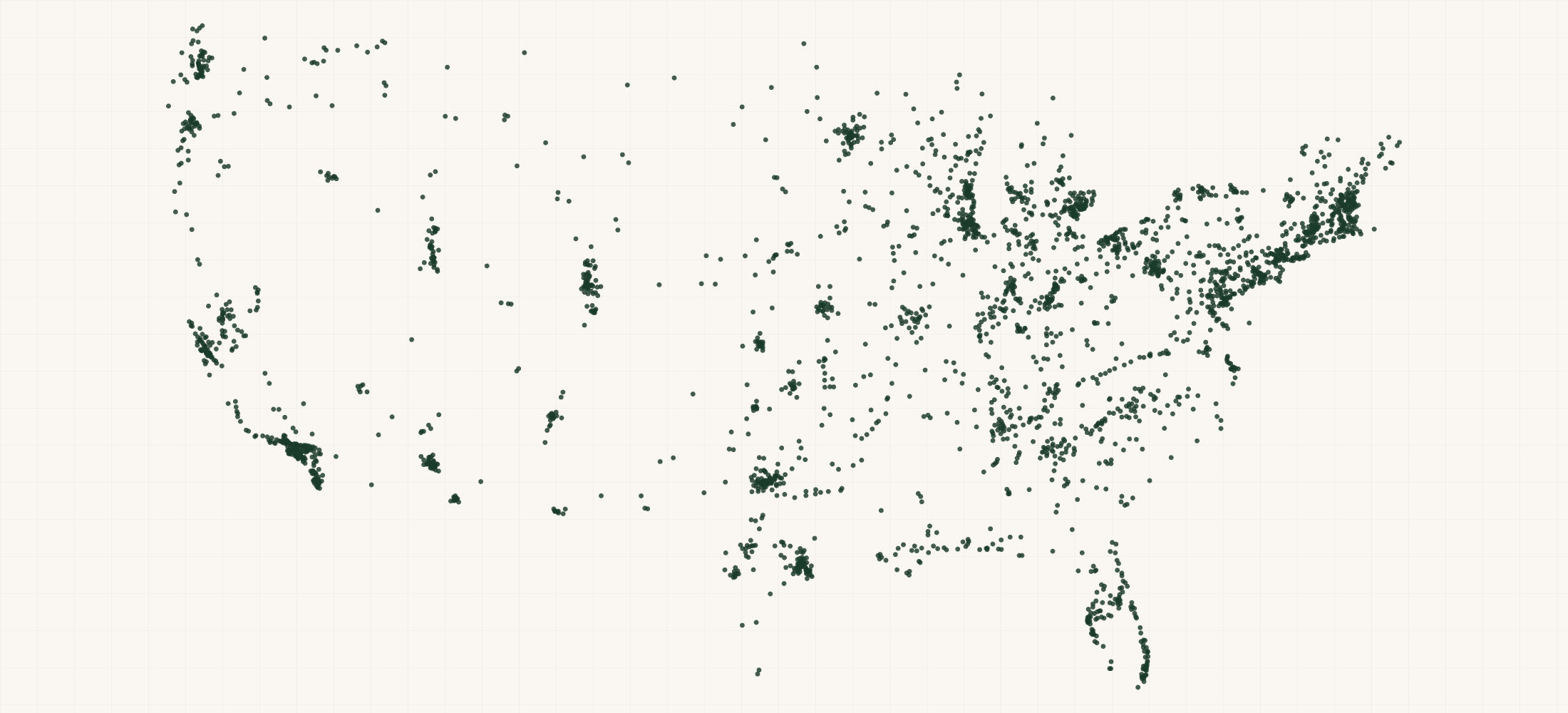 Map of where the Federal Contractors — Machine Shops (NAICS 332710) are