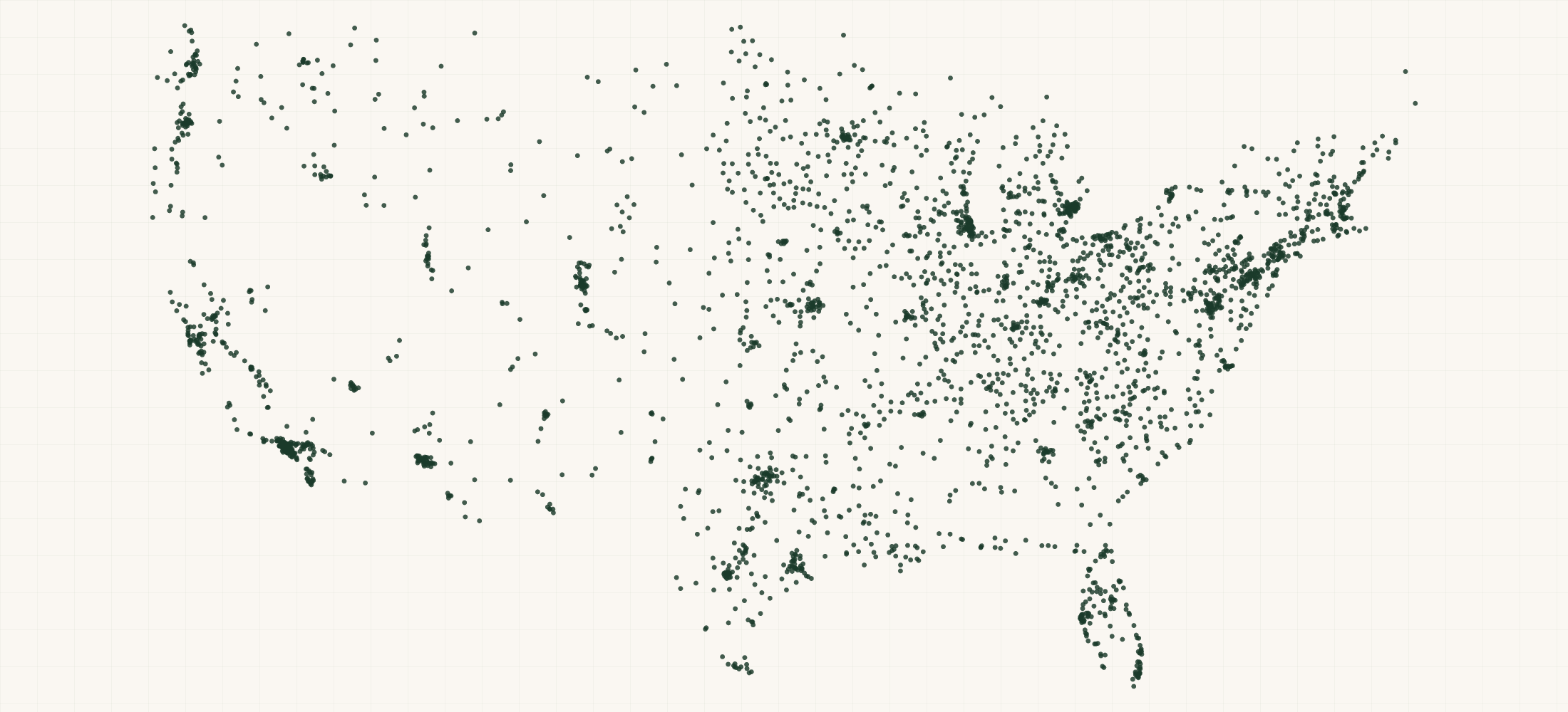Map of where the Federal Contractors — Nursing Care Facilities (Skilled Nursing Facilities) (NAICS 623110) are