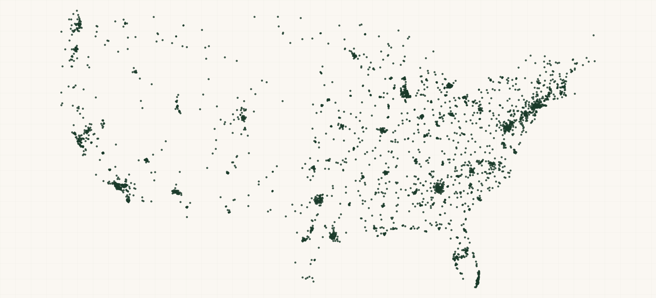 Map of where the Federal Contractors — Other Individual and Family Services (NAICS 624190) are