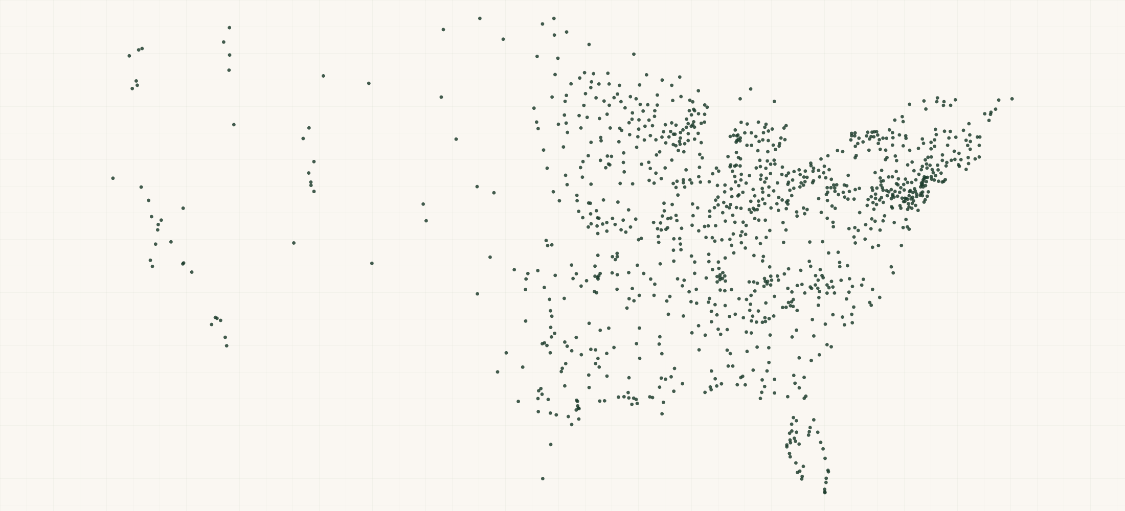 Map of where the Ferris Mowers Dealers are