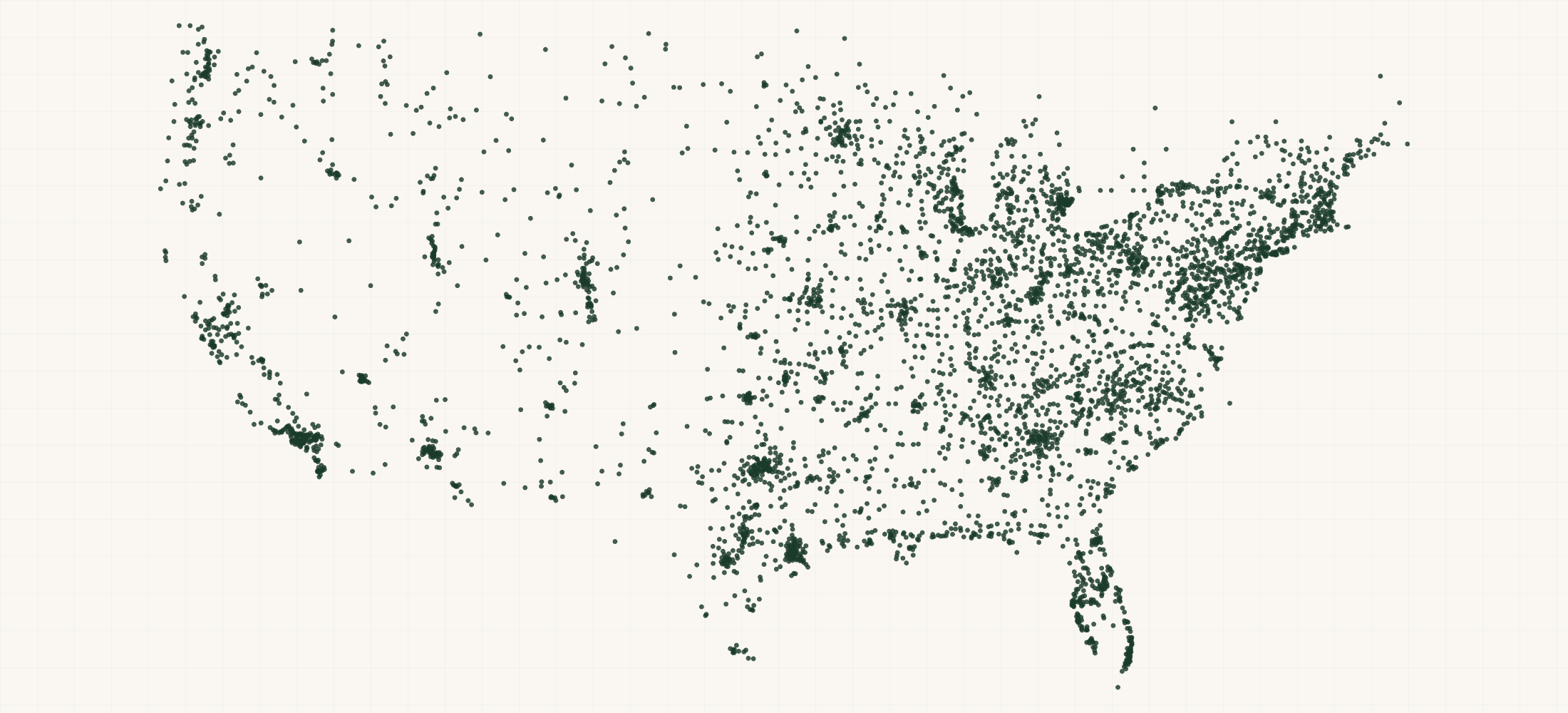 Map of where the Firearms & Hunting Brand Retailers are