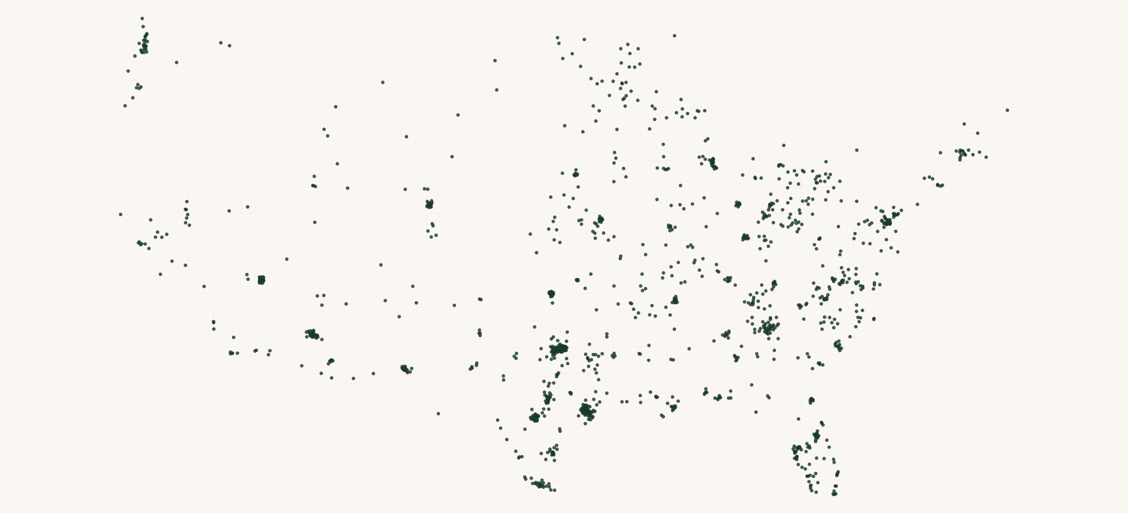 Map of where the FirstCash Pawn Store Locations are