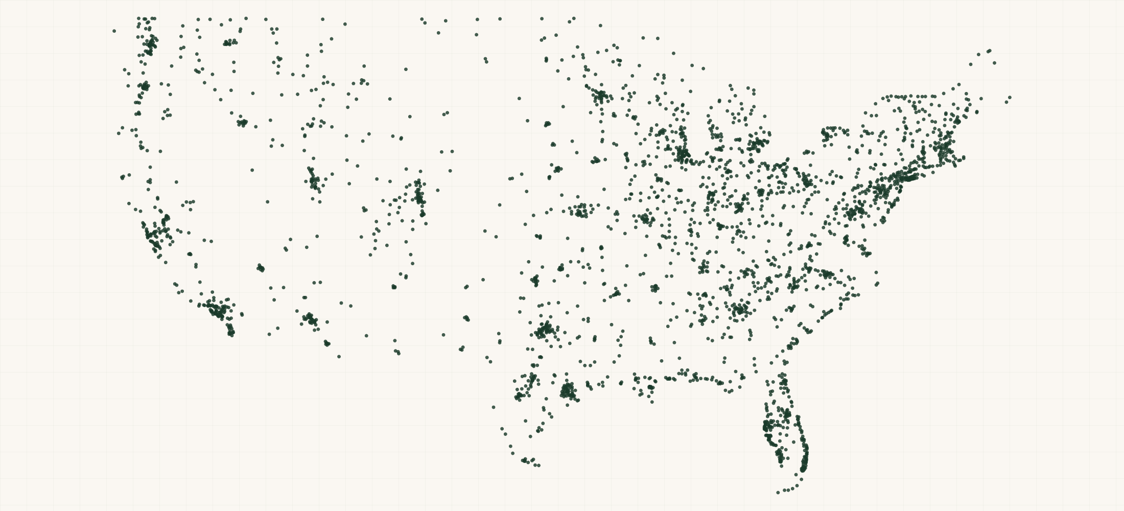 Map of where the Fishing Rods & Reels Brand Retailers are