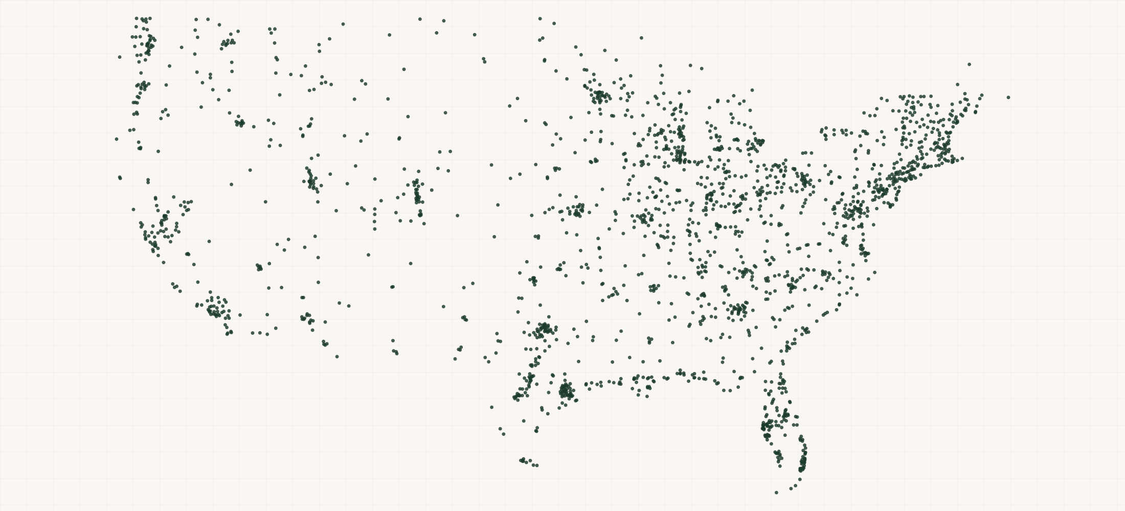 Map of where the Fishing Tackle Brand Retailers are