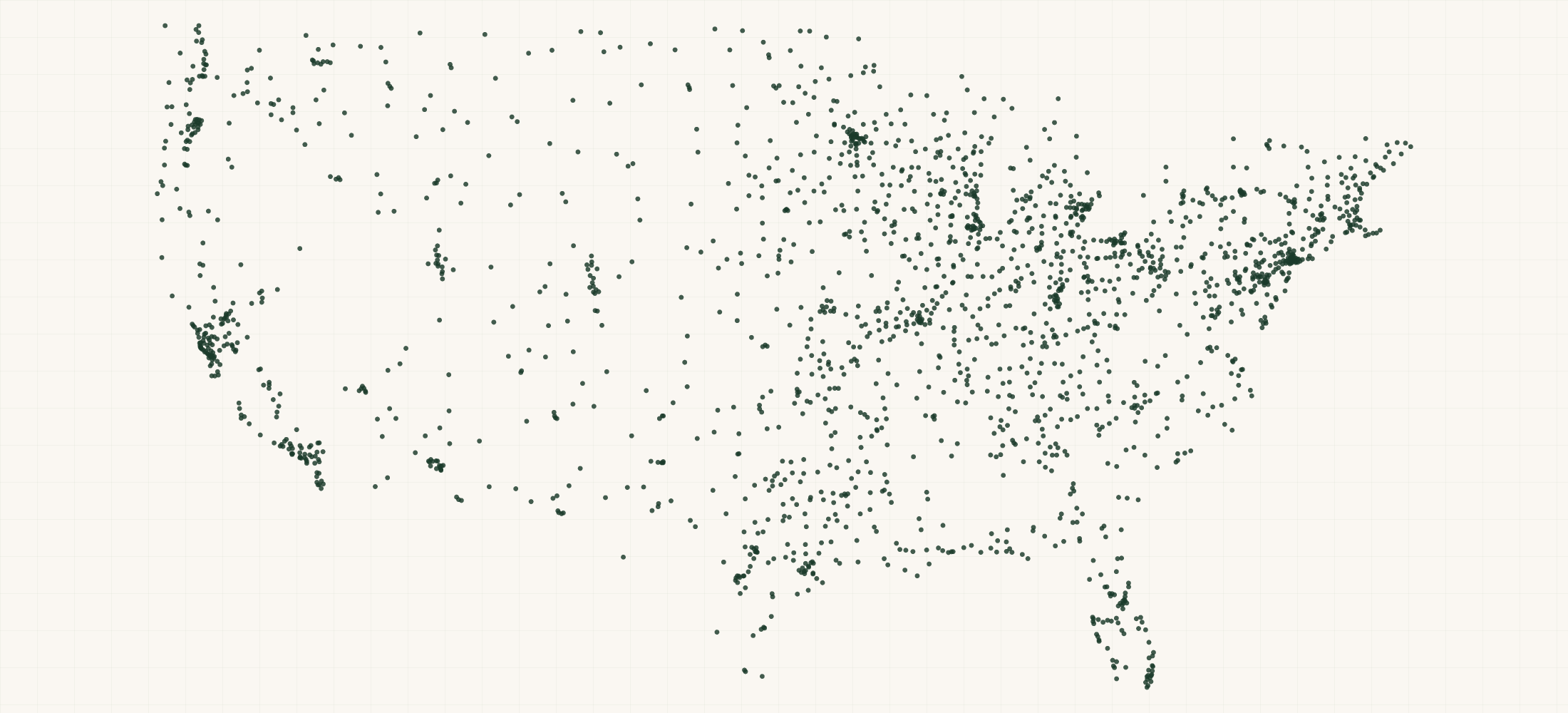 Map of where the Flexsteel Retailers are