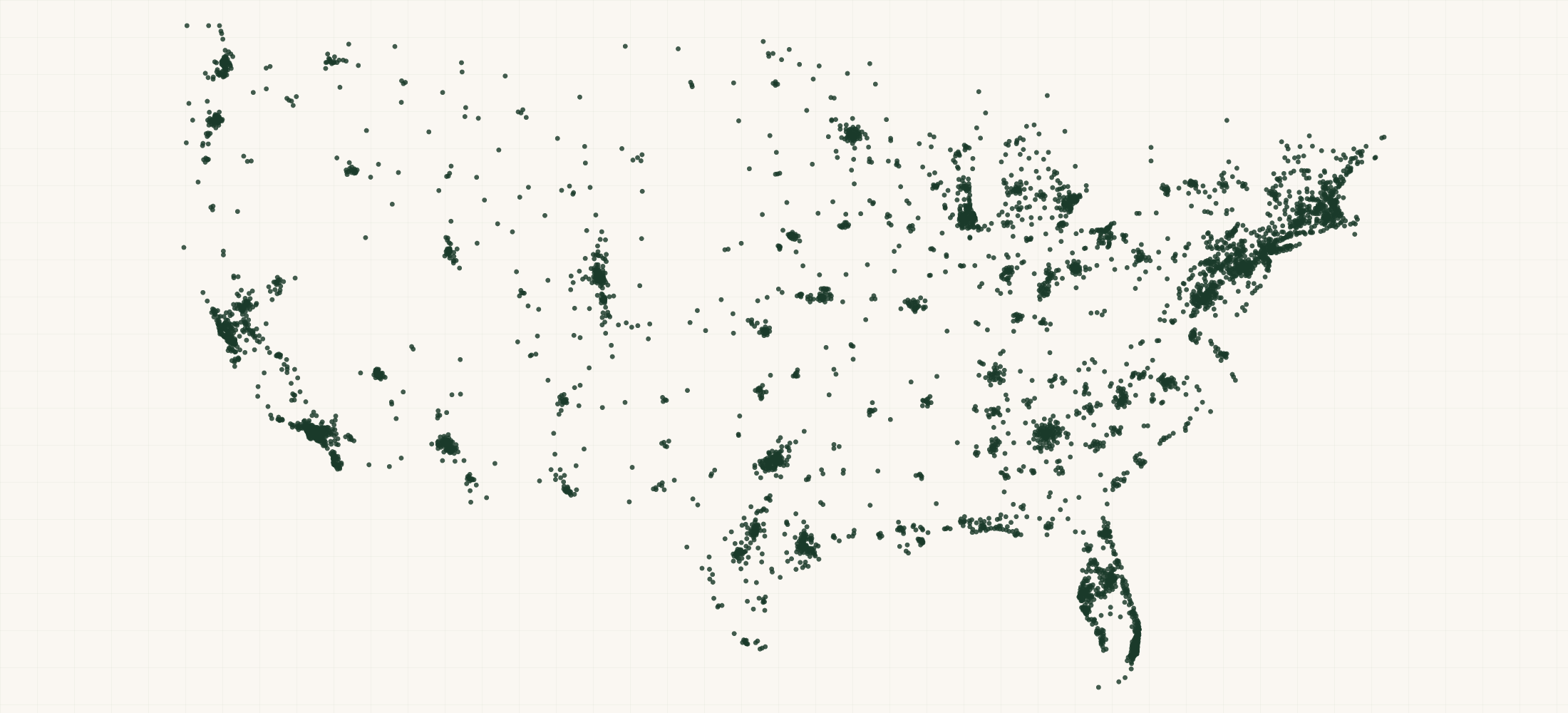 Map of where the Flock Foods Retailers are