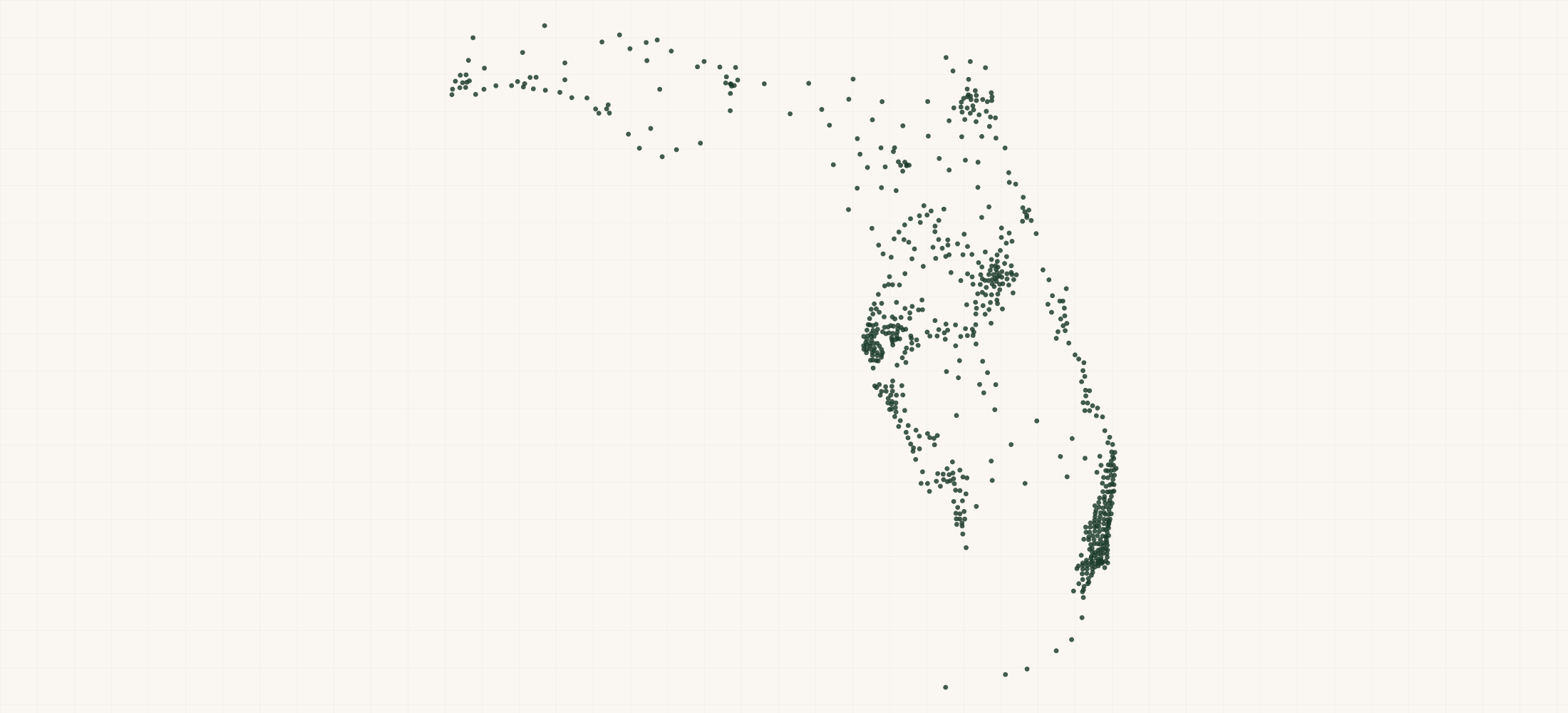 Map of where the Florida Bank Branches are