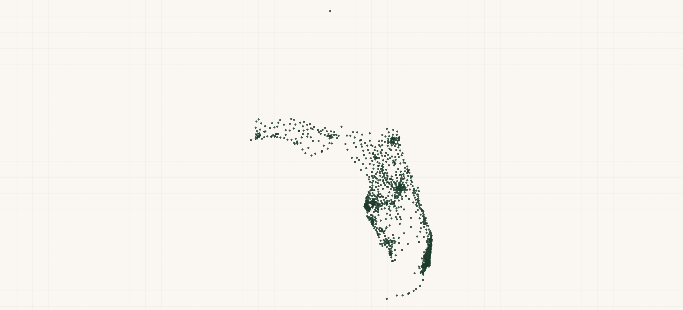 Map of where the Florida Federal Contractors are