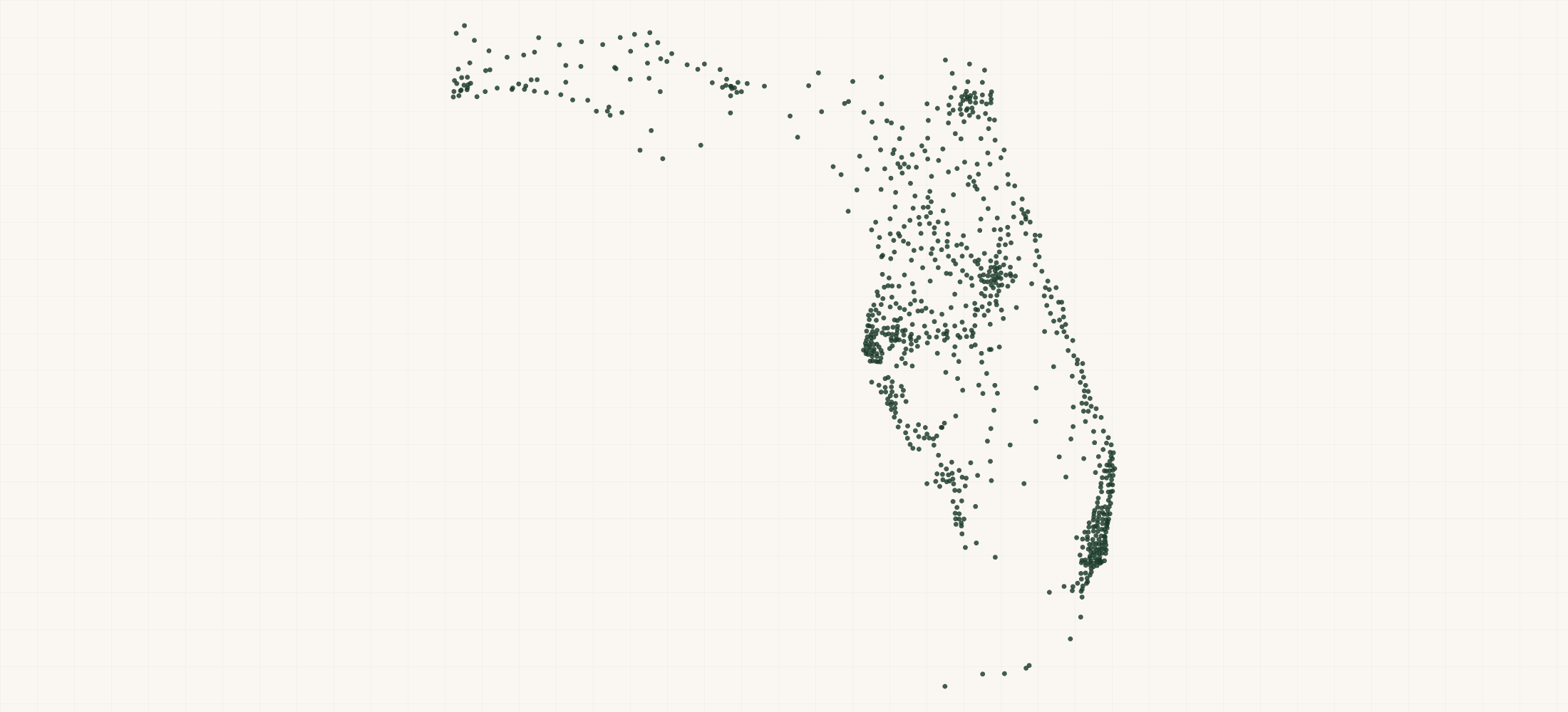 Map of where the Florida Licensed Motor Vehicle Dealers are
