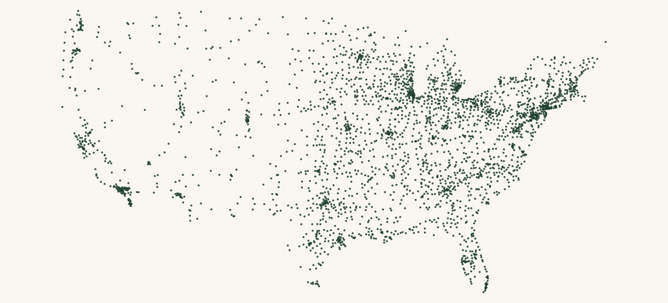 Map of where the Ford Dealer Locations are