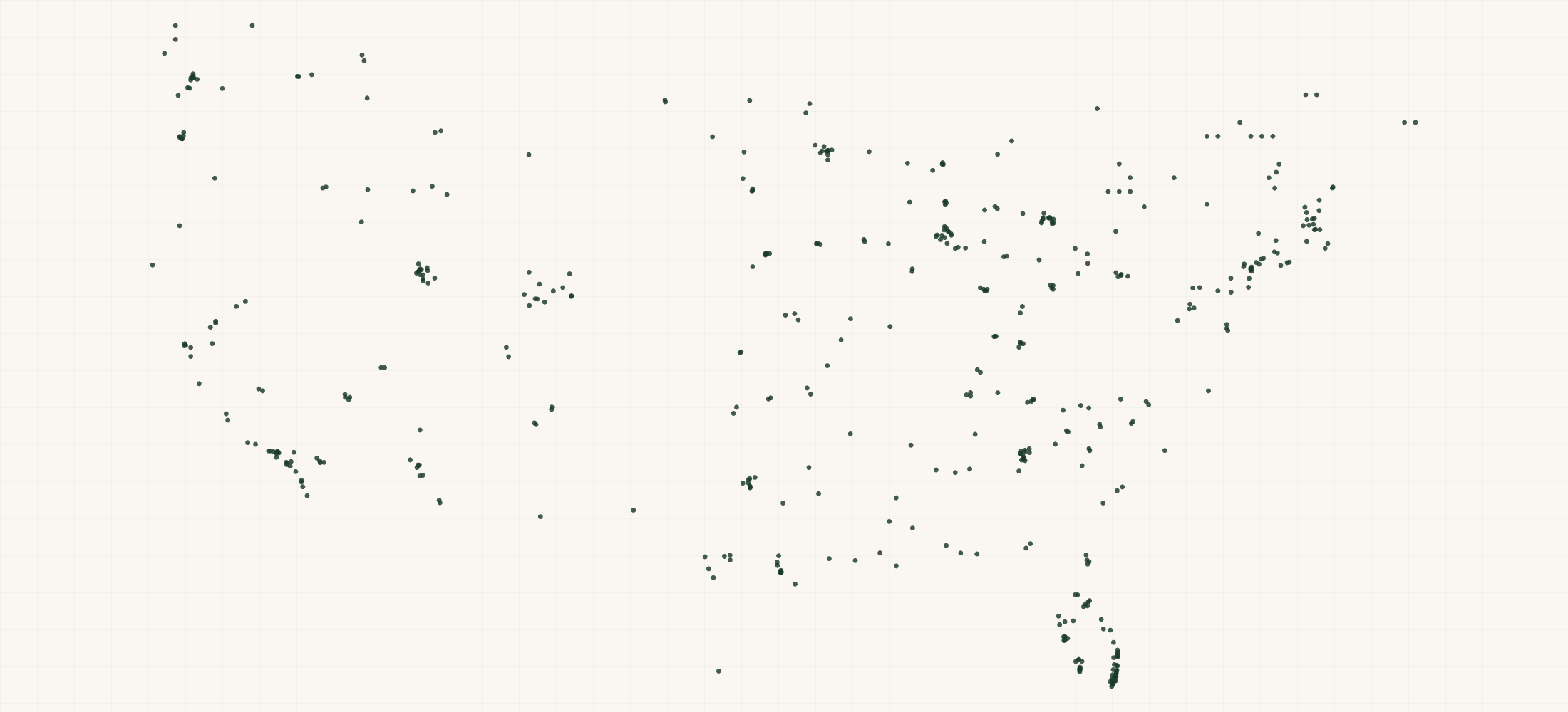Map of where the Four Hands Retailers are