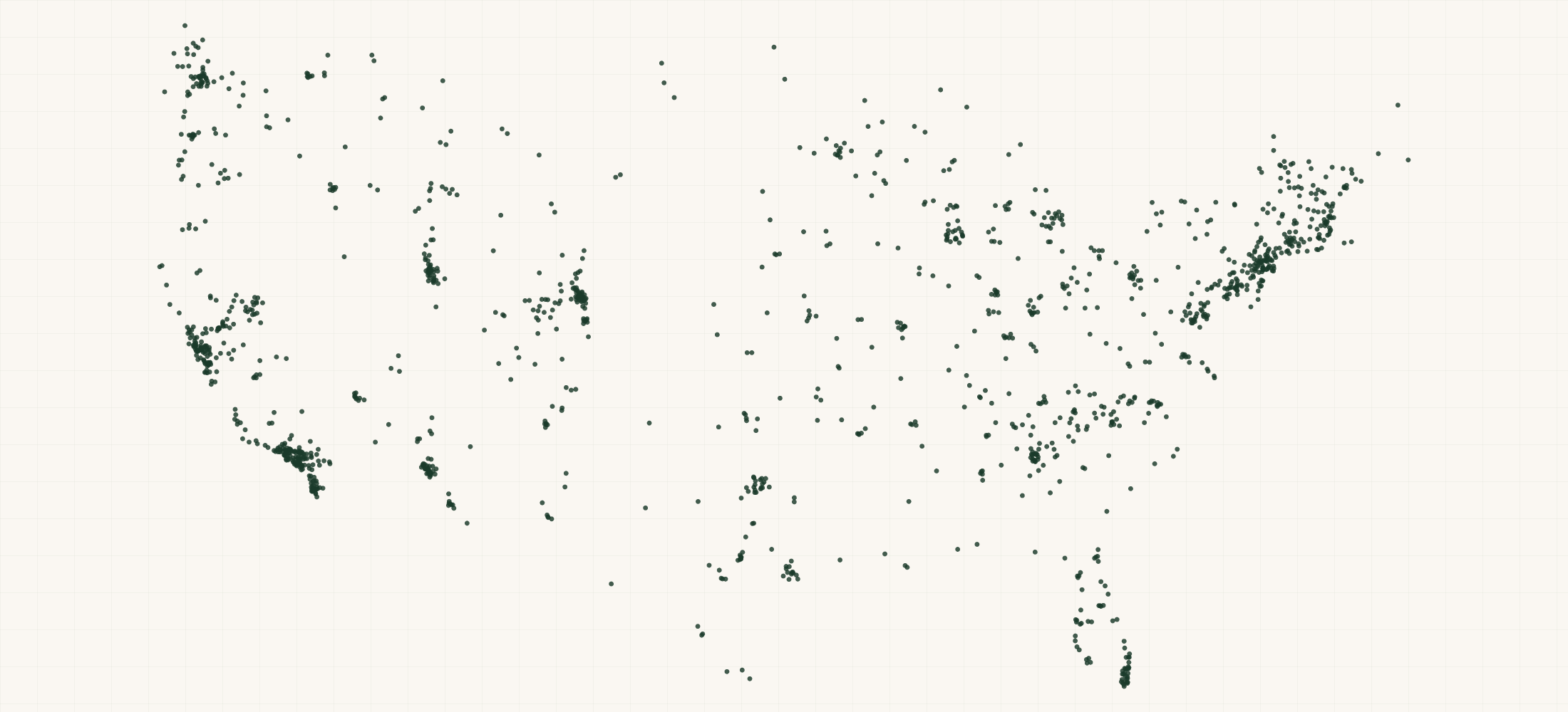 Map of where the Fox Factory Powersports Retailers are