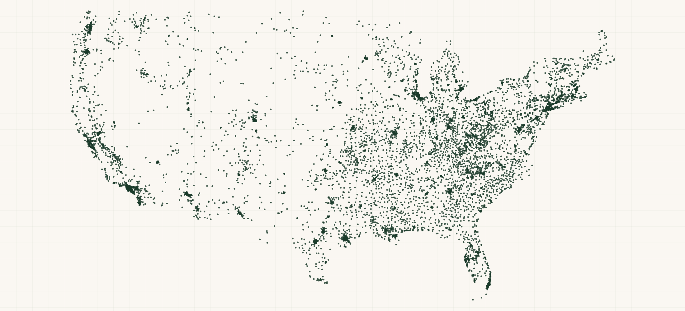 Map of where the US Federally Qualified Health Centers are