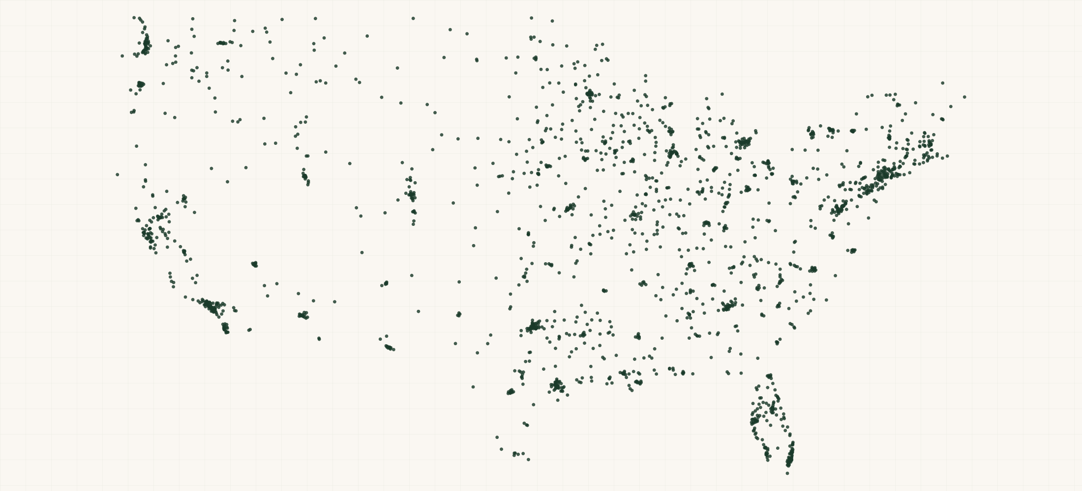 Map of where the Furniture & Mattress Brand Retailers are
