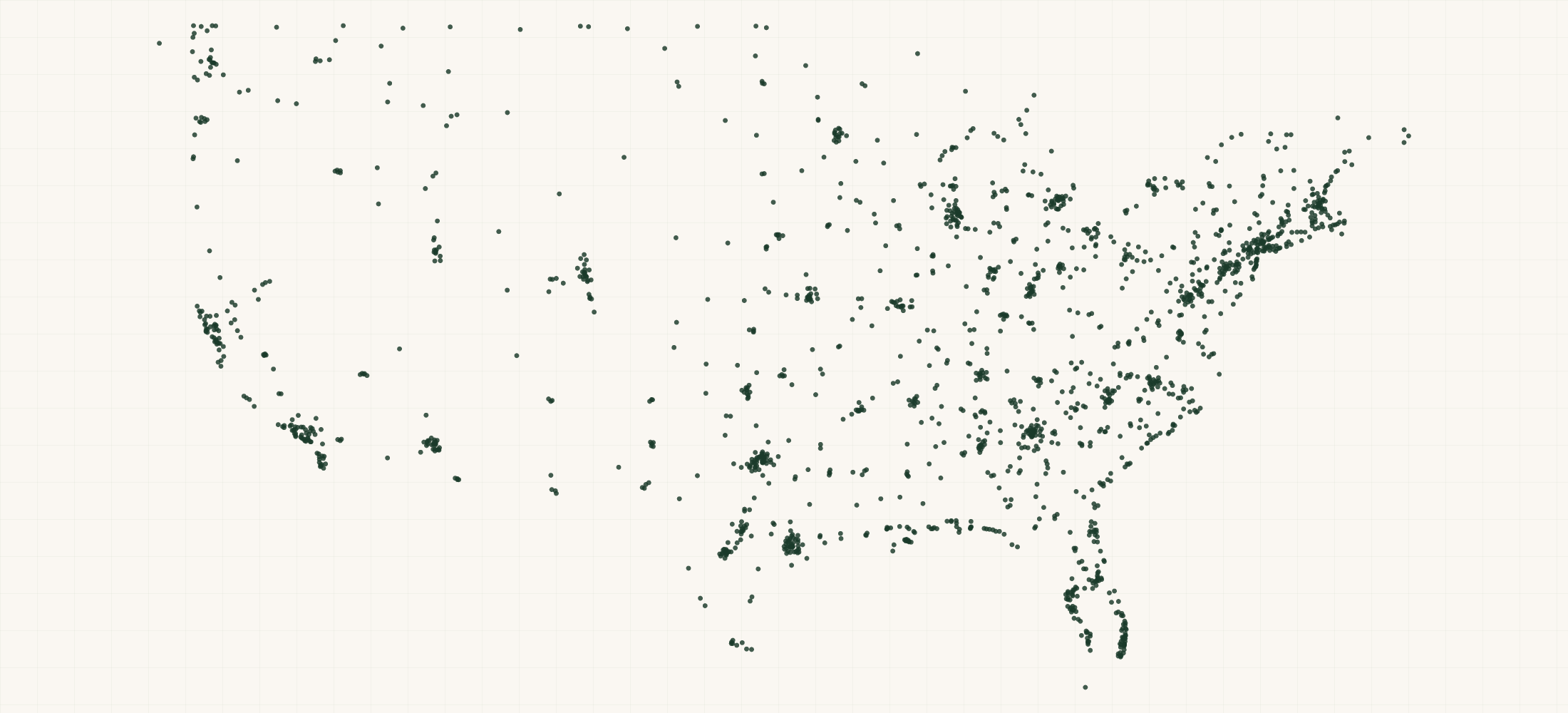 Map of where the Golf Brand Retailers are