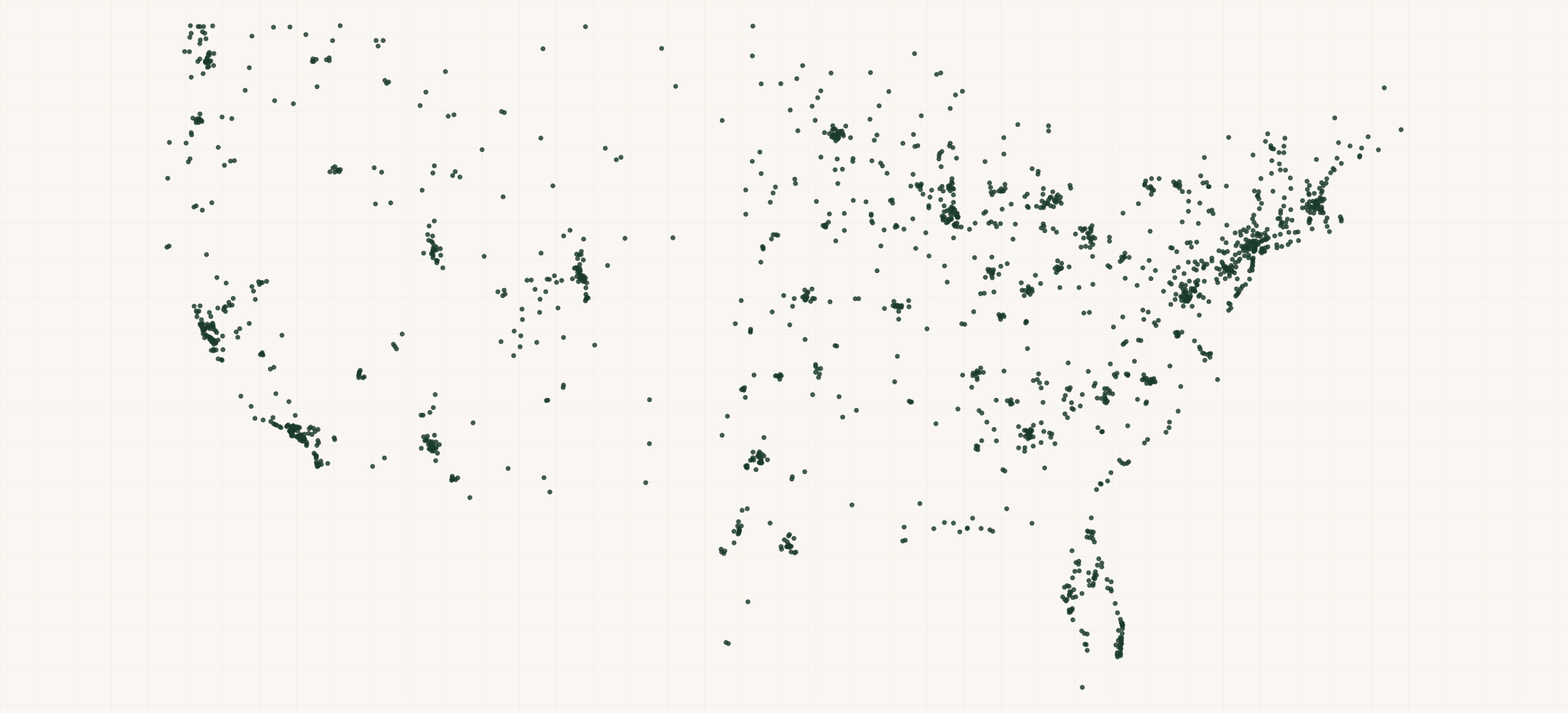 Map of where the Greenfield Retailers are