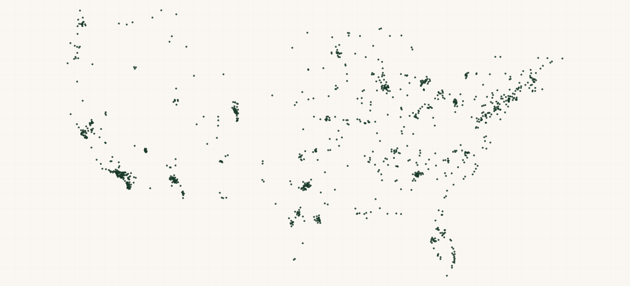 Map of where the Grounds & Hounds Coffee Retailers are