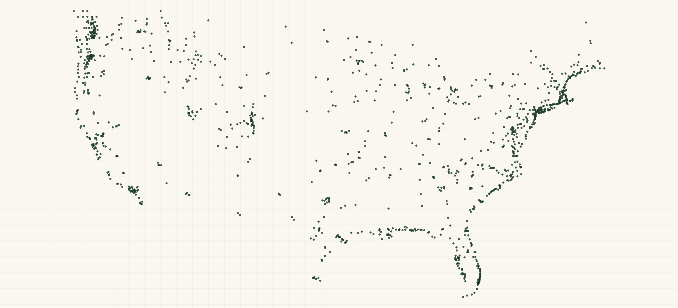 Map of where the Grundens Retailers are