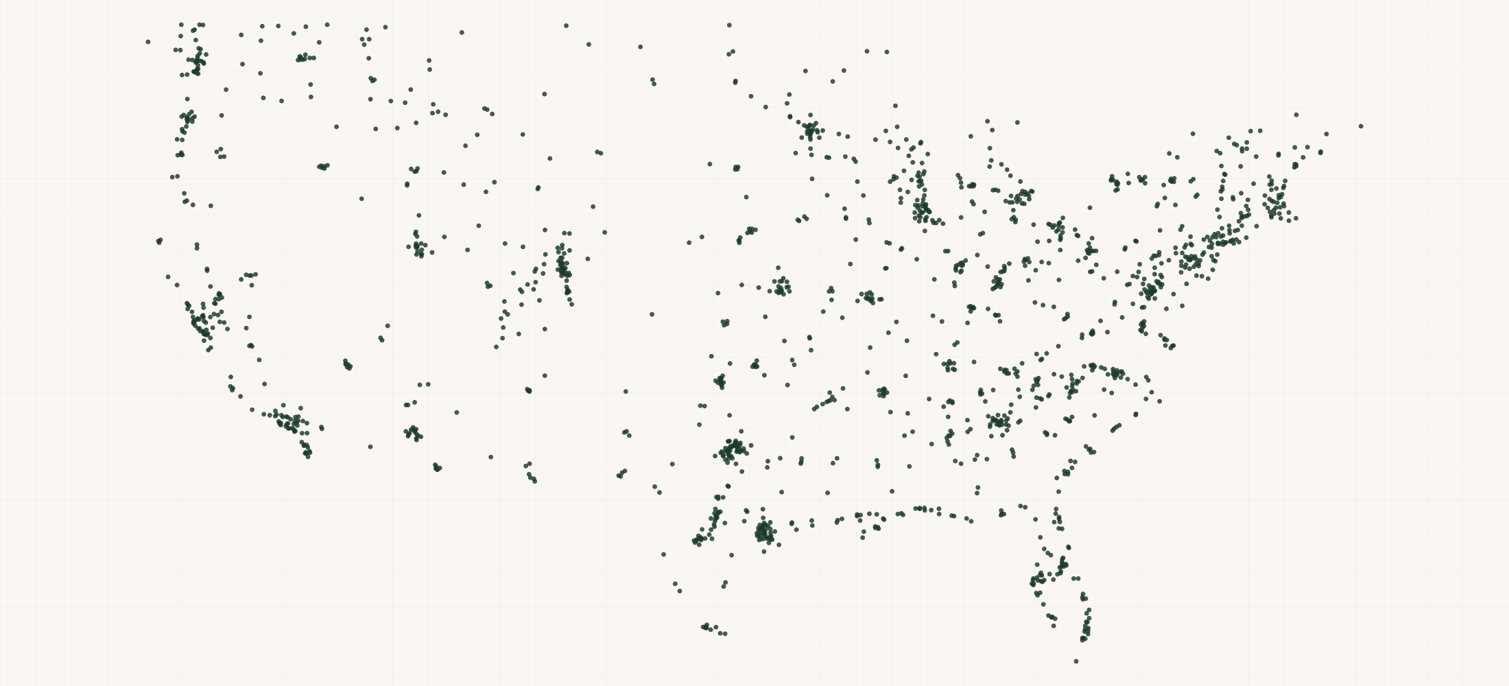 Map of where the GSI Outdoors Retailers are
