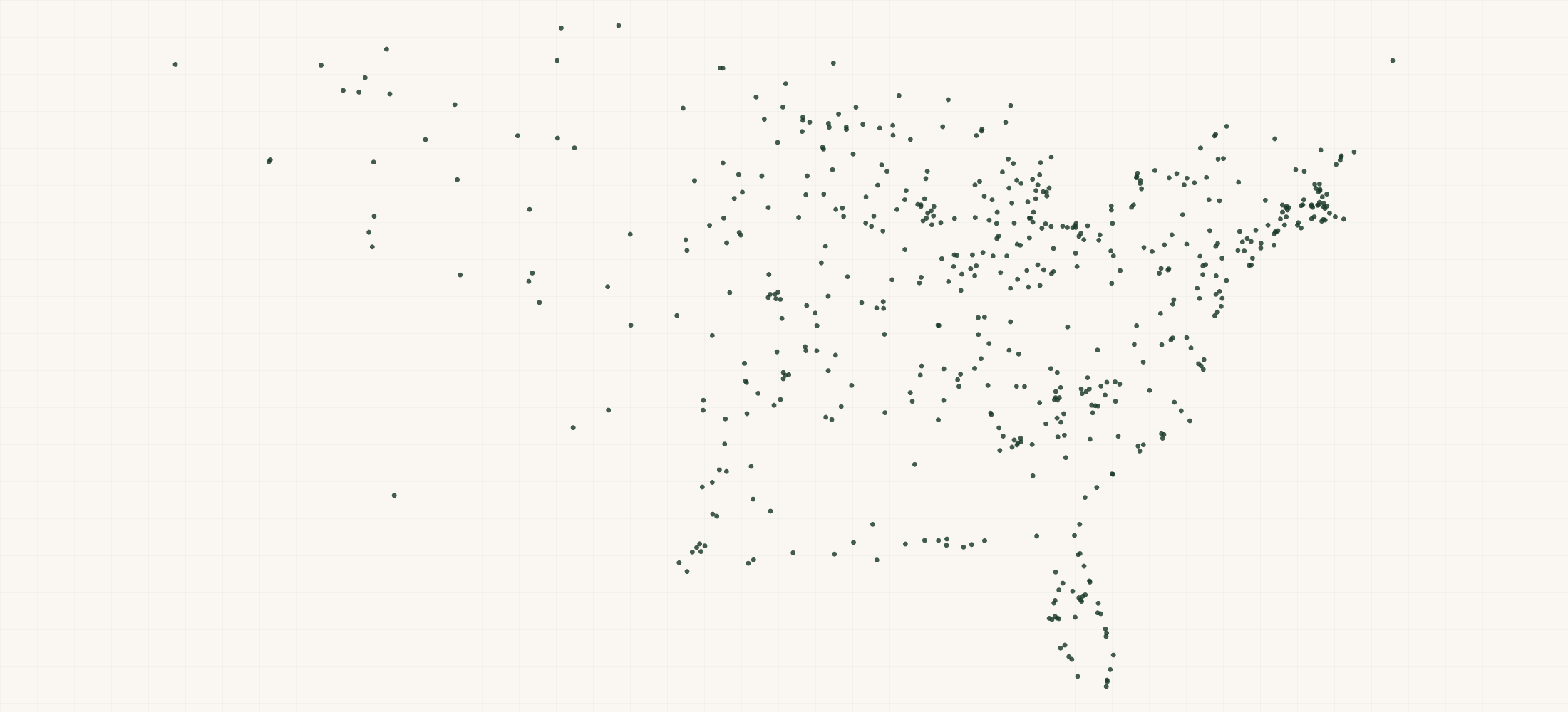 Map of where the Haas Door Dealers are