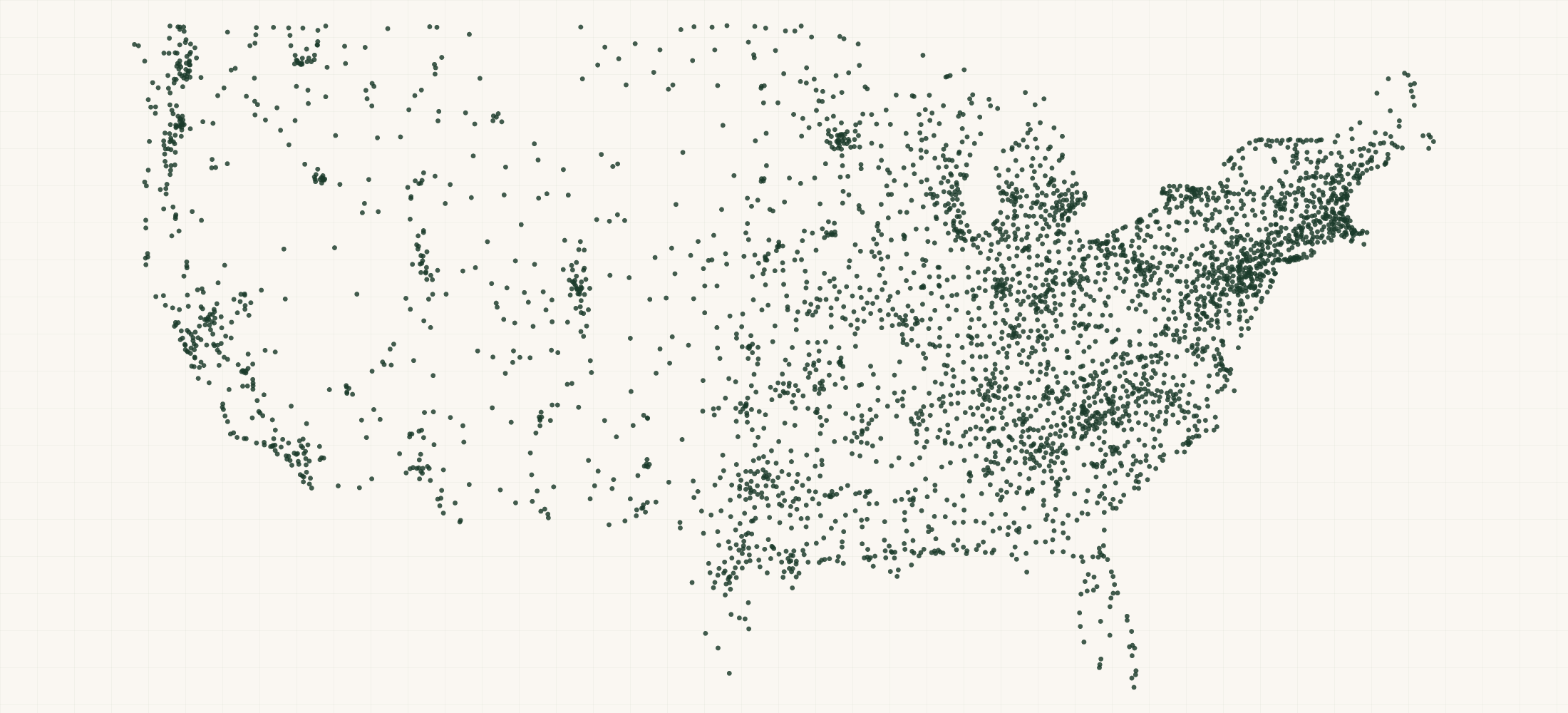 Map of where the Hearth & Fireplace Brand Retailers are