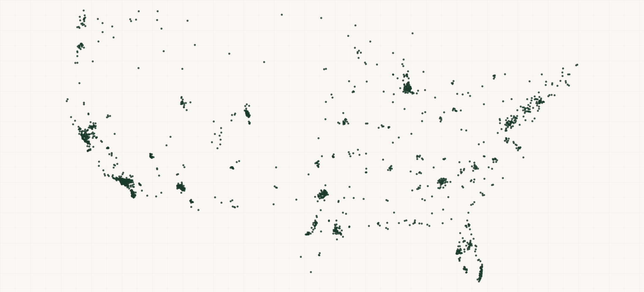 Map of where the Heirloom Coffee Roasters Retailers are