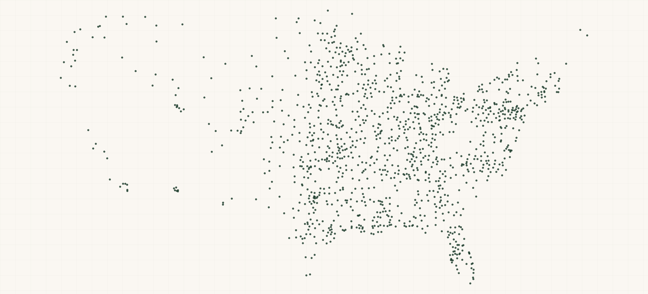 Map of where the Hustler Mowers Dealers are