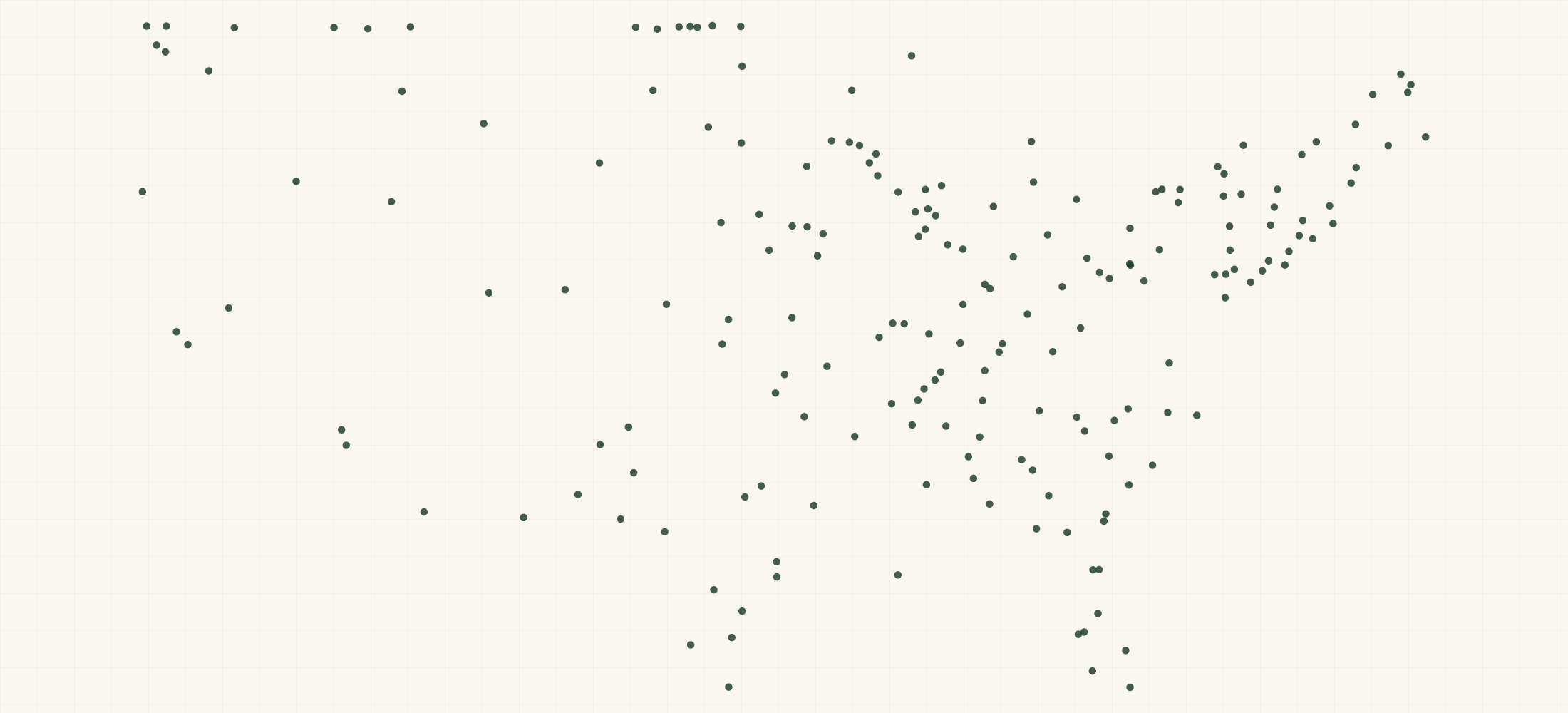 Map of where the Hyundai Construction Equipment Dealers are