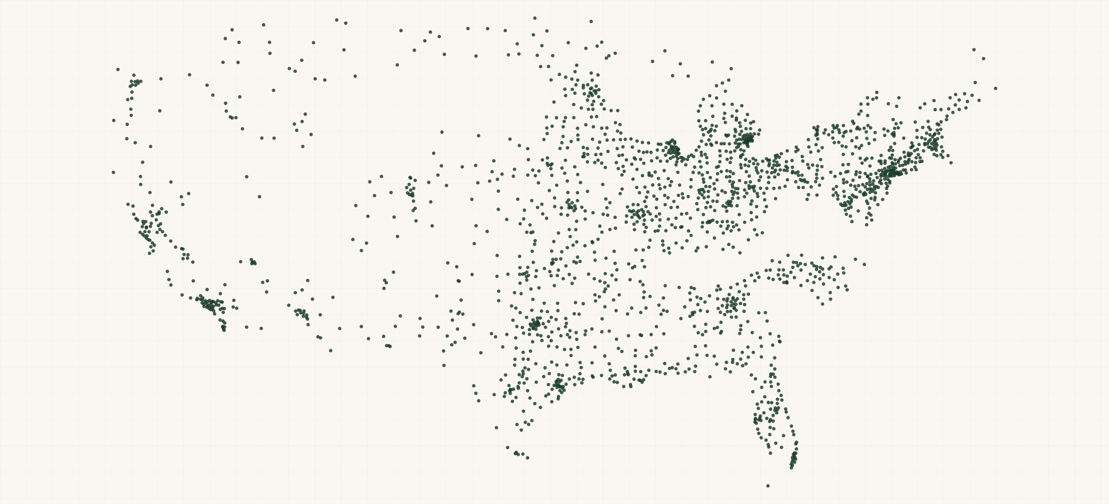 Map of where the Jeep Dealer Locations are