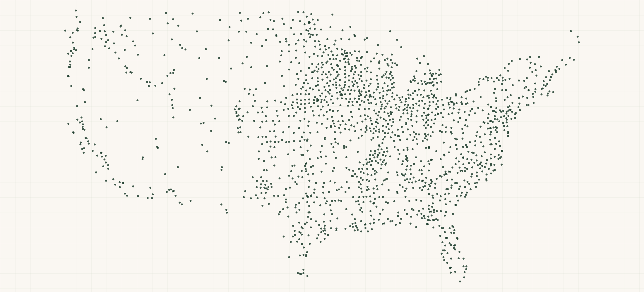 Map of where the John Deere Dealer Locations are