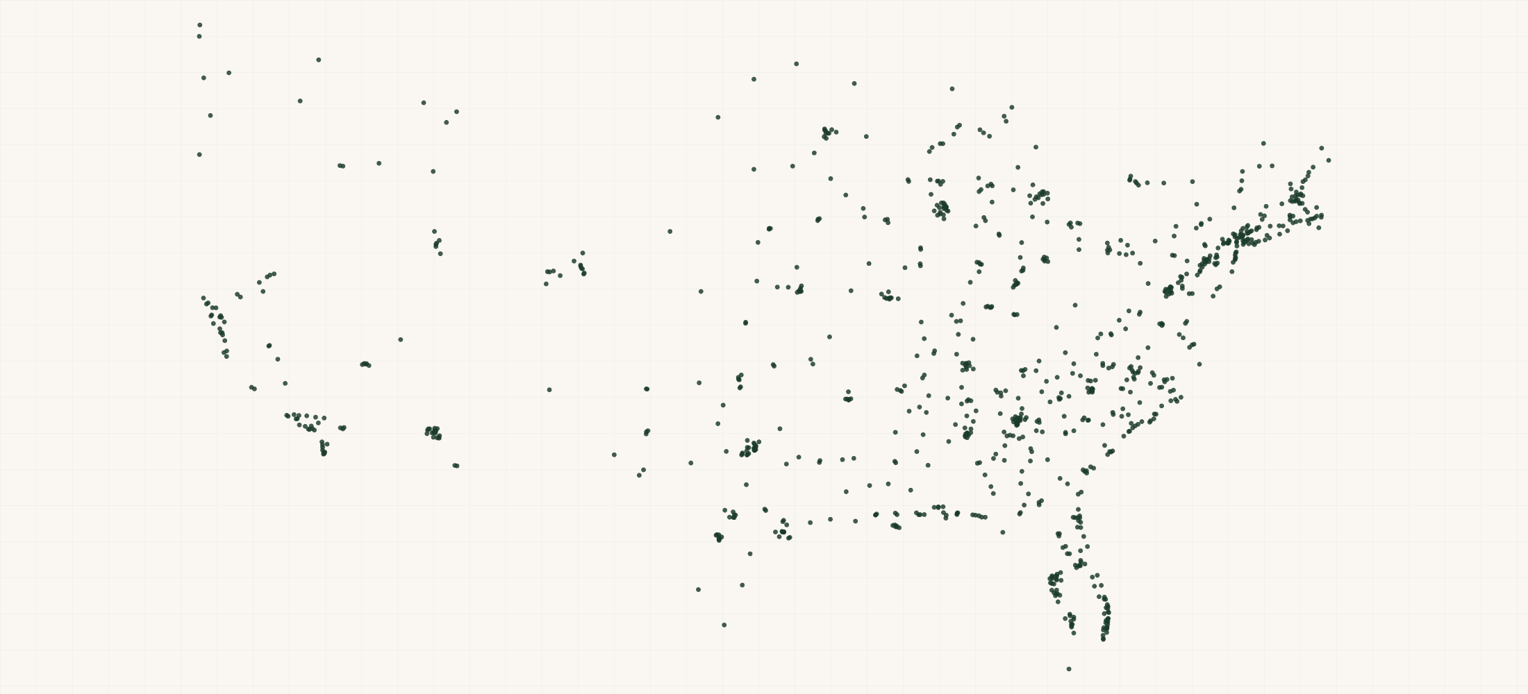 Map of where the Johnnie-O Retailers are