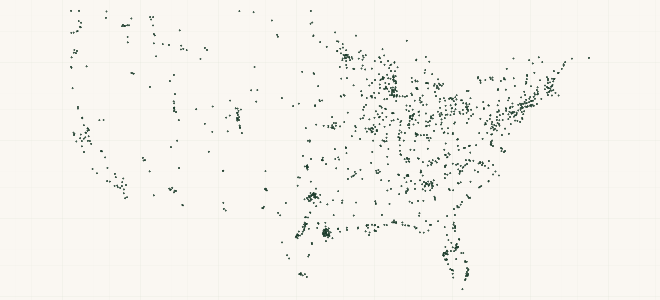 Map of where the Johnson Retailers are