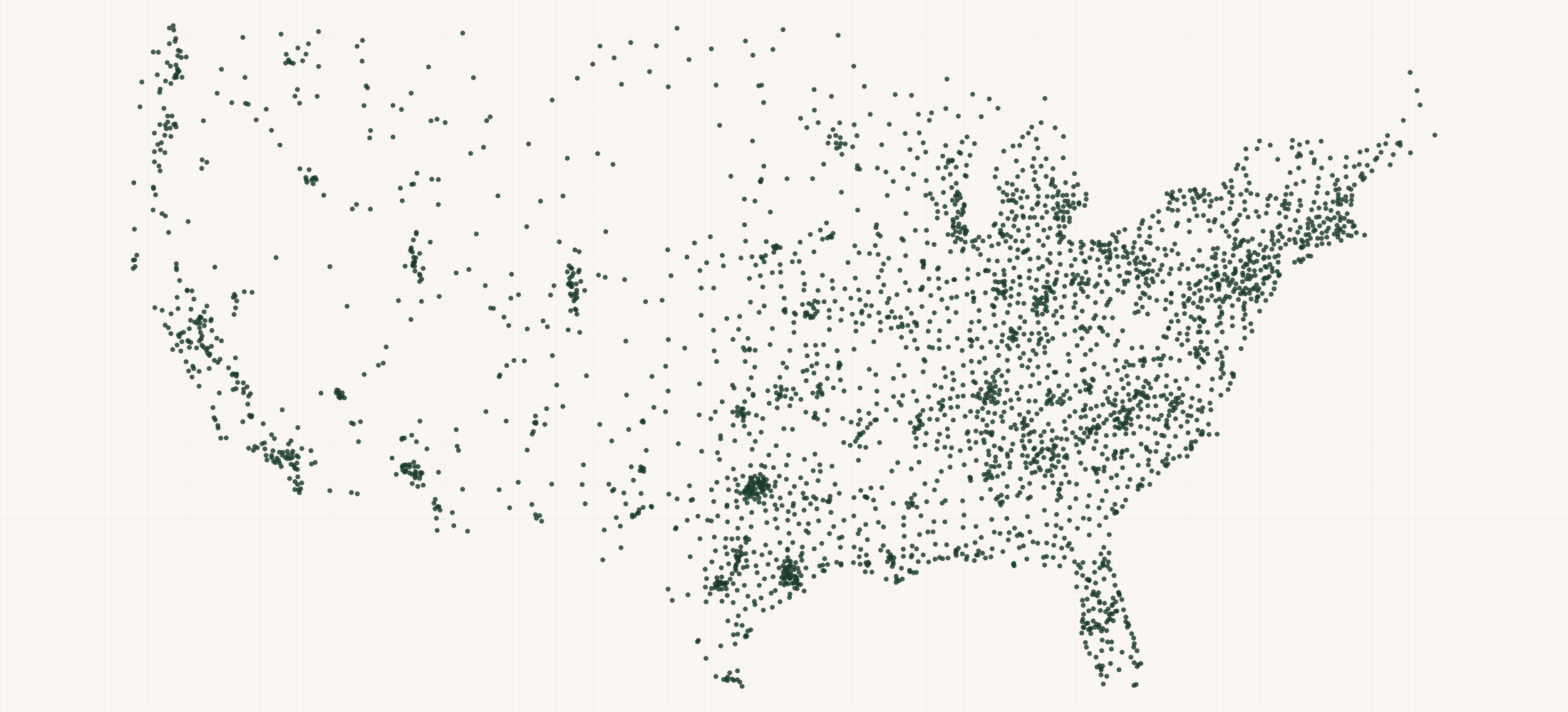 Map of where the Justin Retailers are