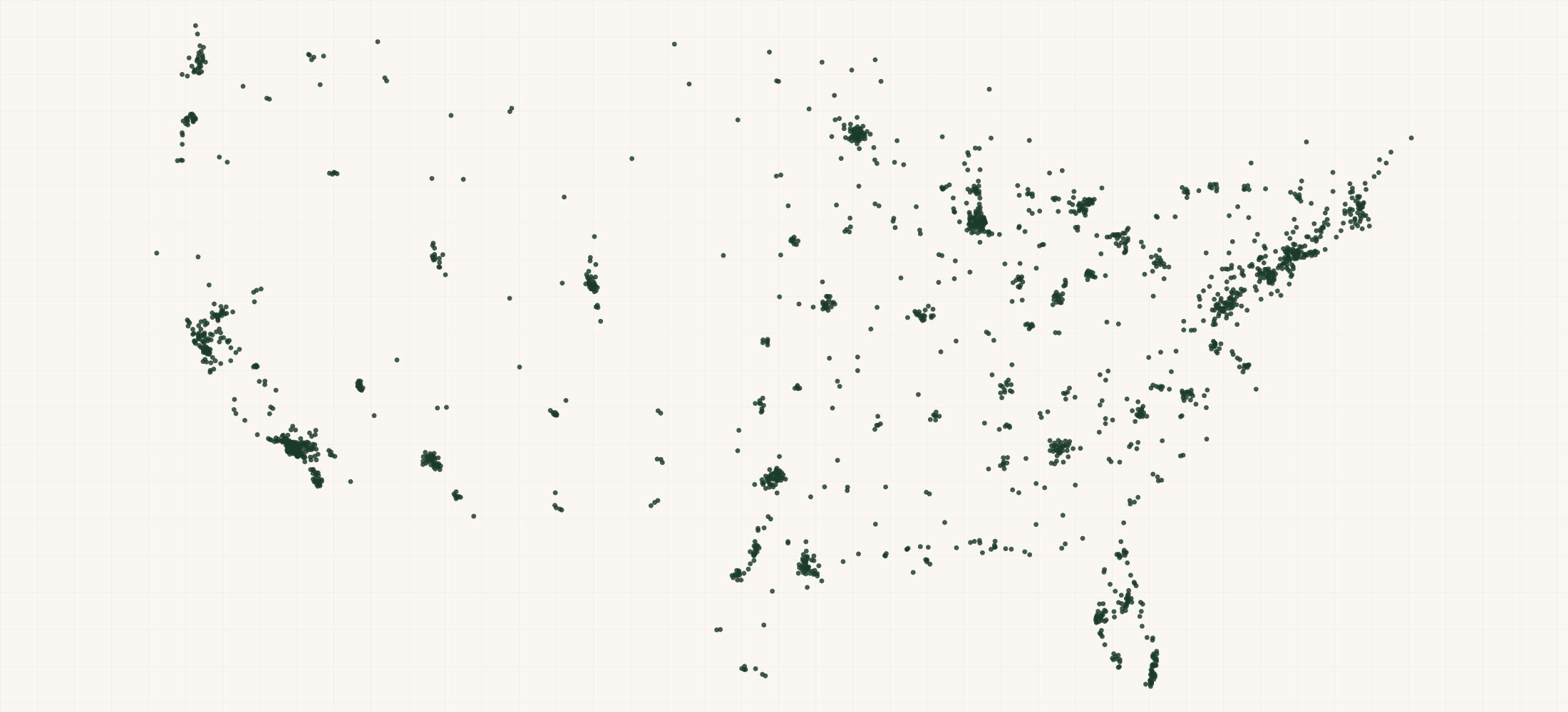 Map of where the Kanpai Foods Retailers are