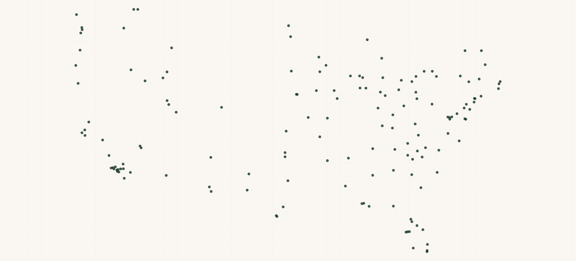 Map of where the Kawai America Retailers are